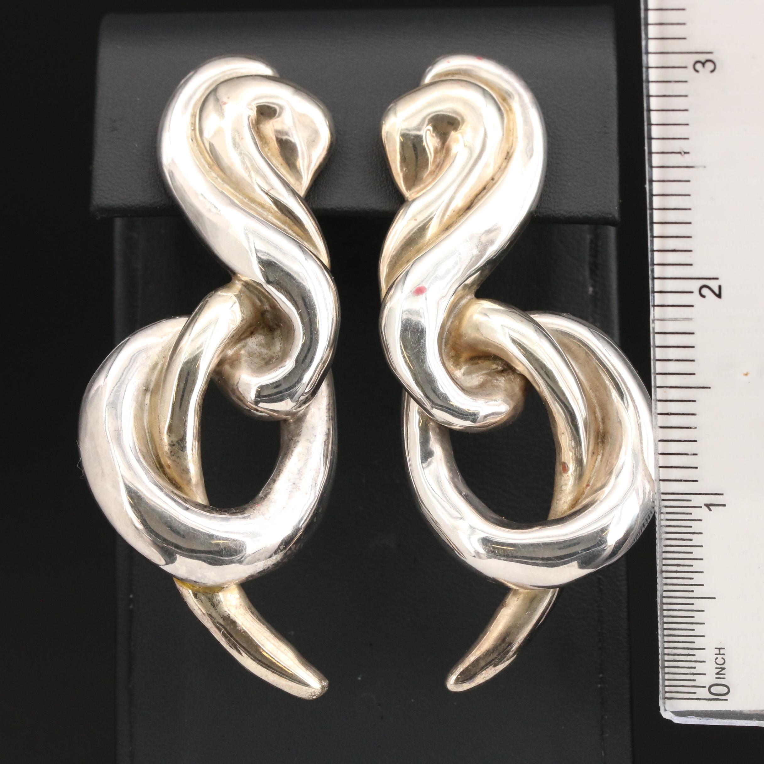 Sterling Silver Freeform Clip-On Earrings