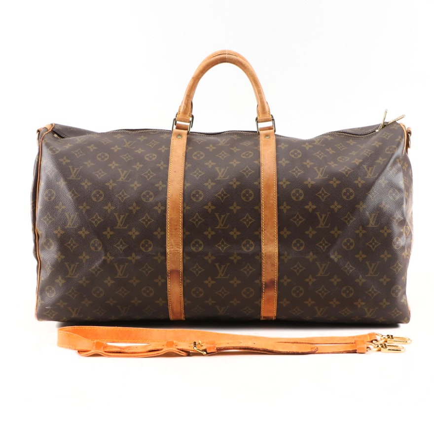Louis Vuitton Keepall 60 in Monogram Canvas and Leather with Bandouliere Strap