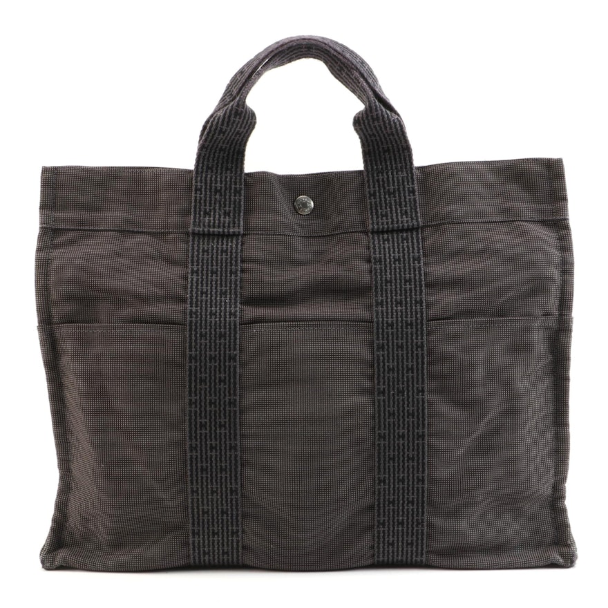 Hermès Herline Fourre-Tout MM Gray and Black Tote