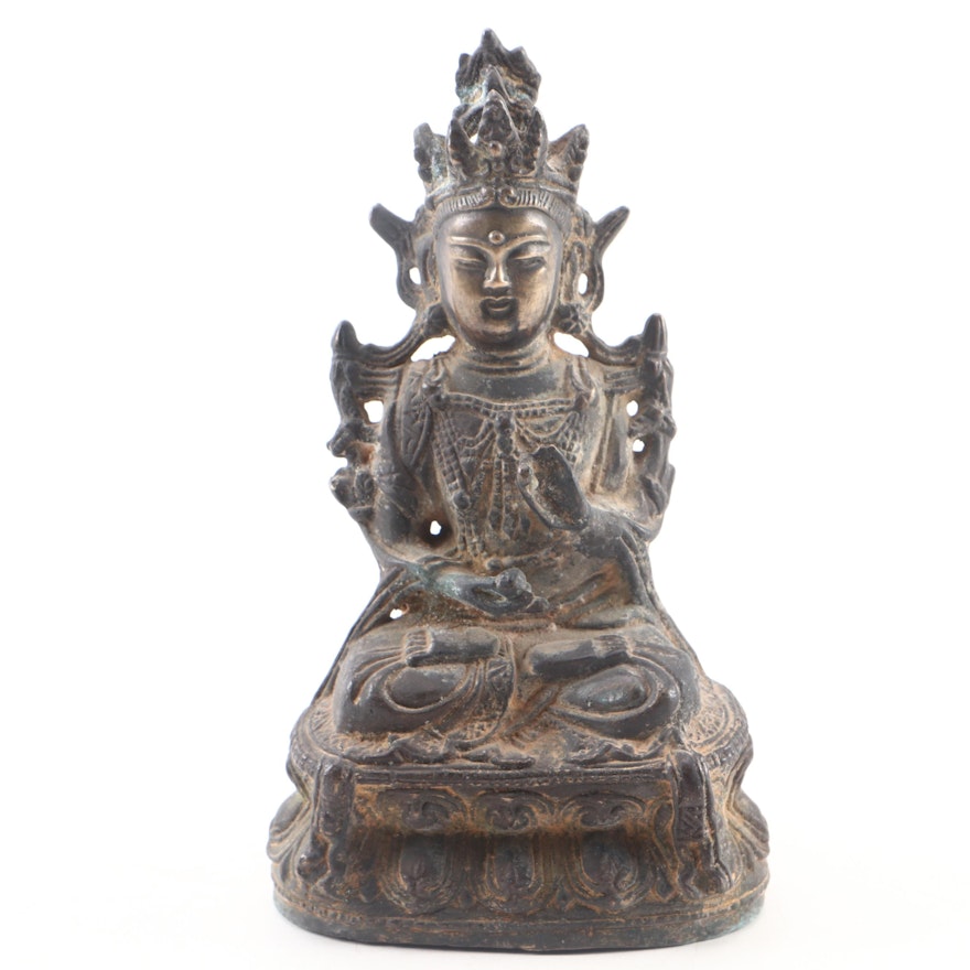 Tibetan Ratnasambhava Cast Bronze Figure, 20th Century