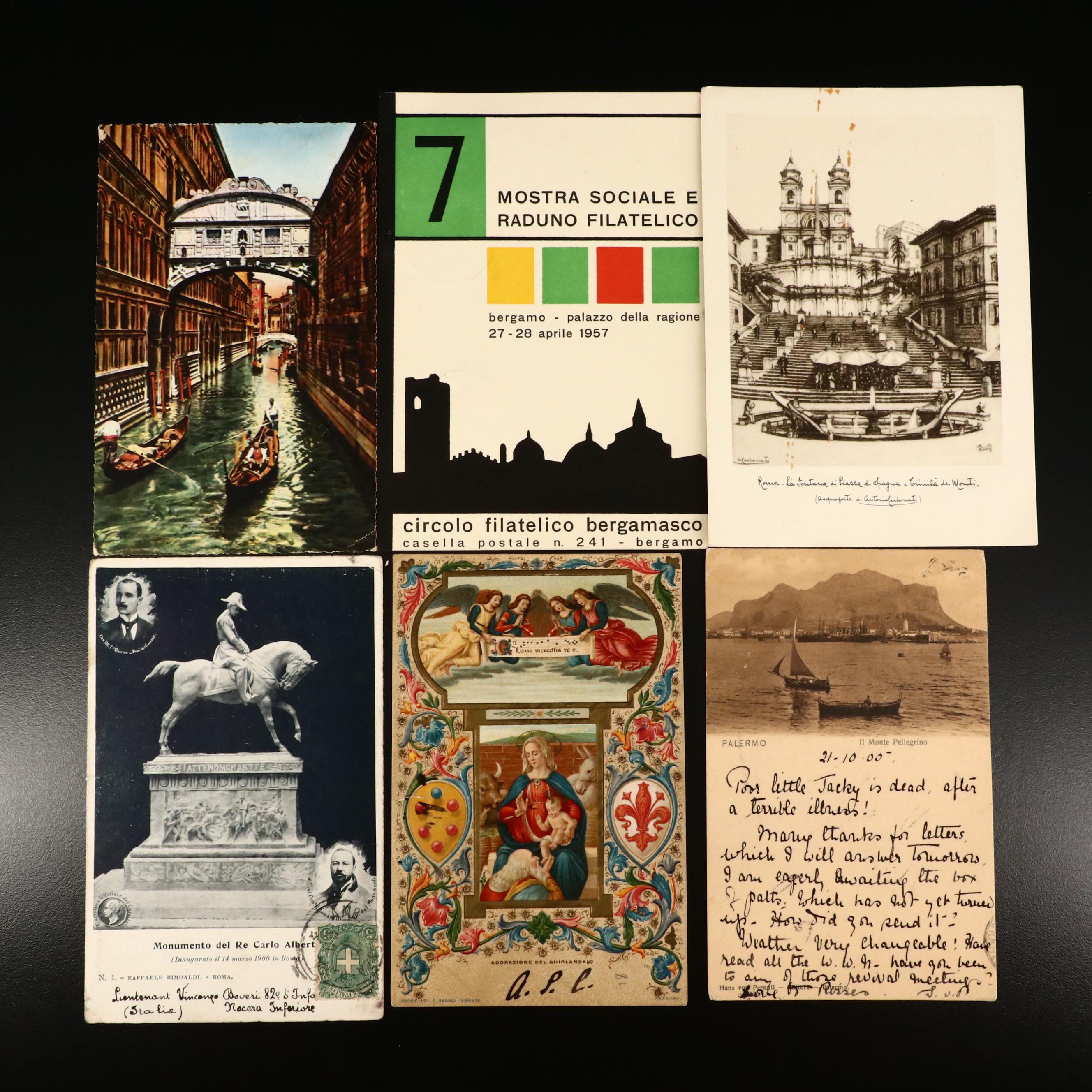 Sixty-Nine Antique to Vintage Used Italian Postcards