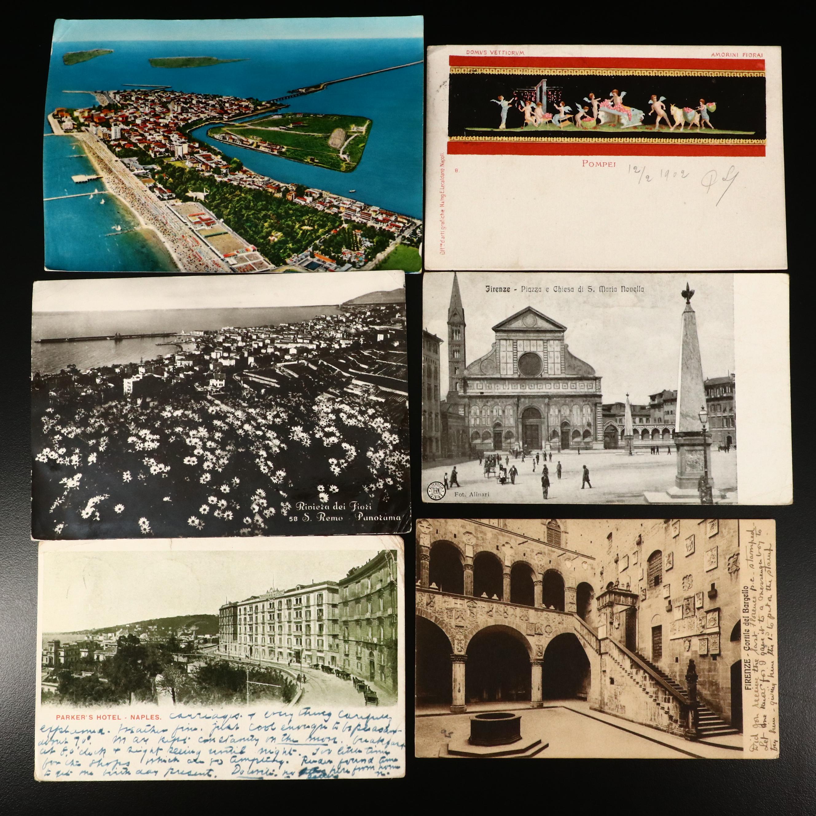 Sixty-Nine Antique to Vintage Used Italian Postcards