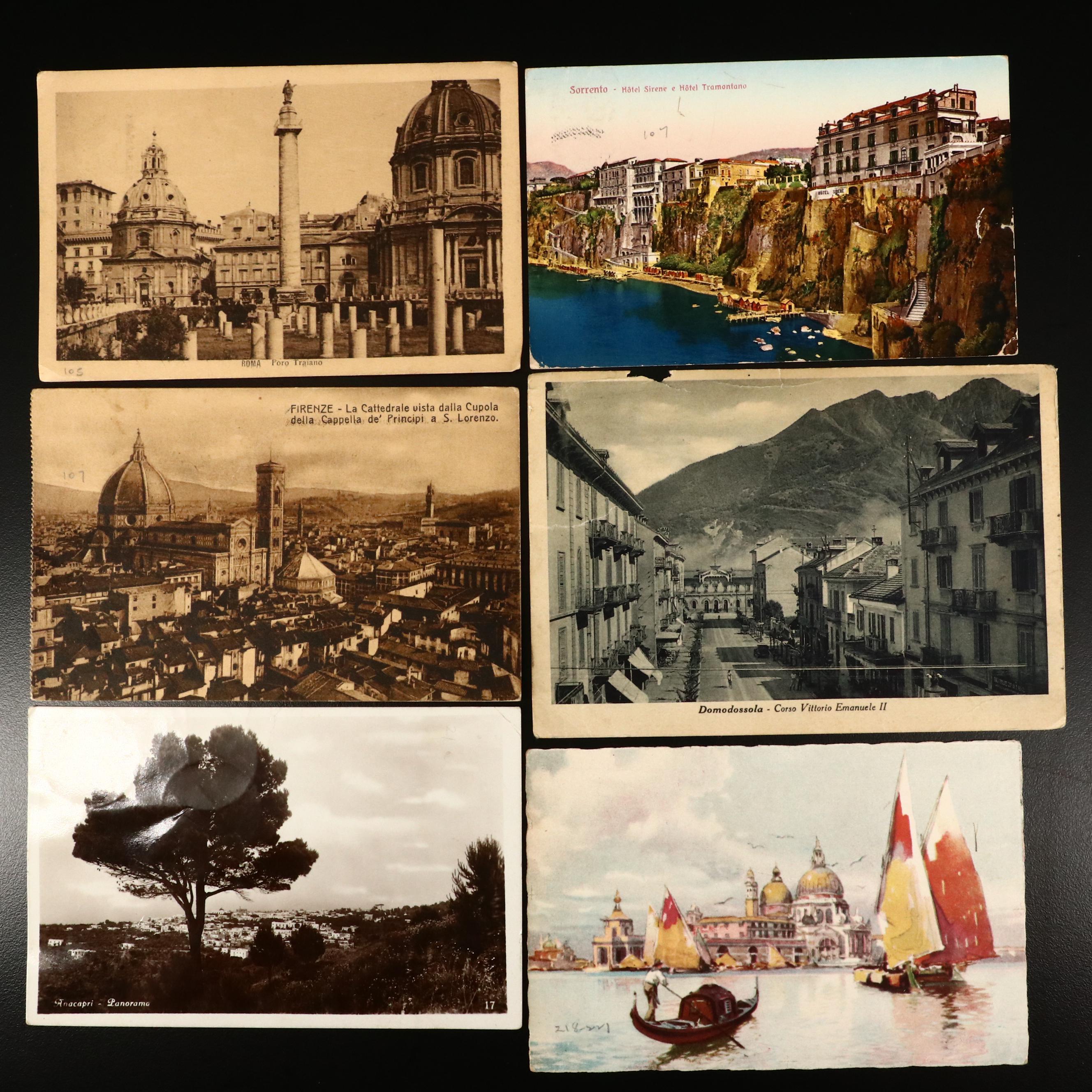 Sixty-Nine Antique to Vintage Used Italian Postcards