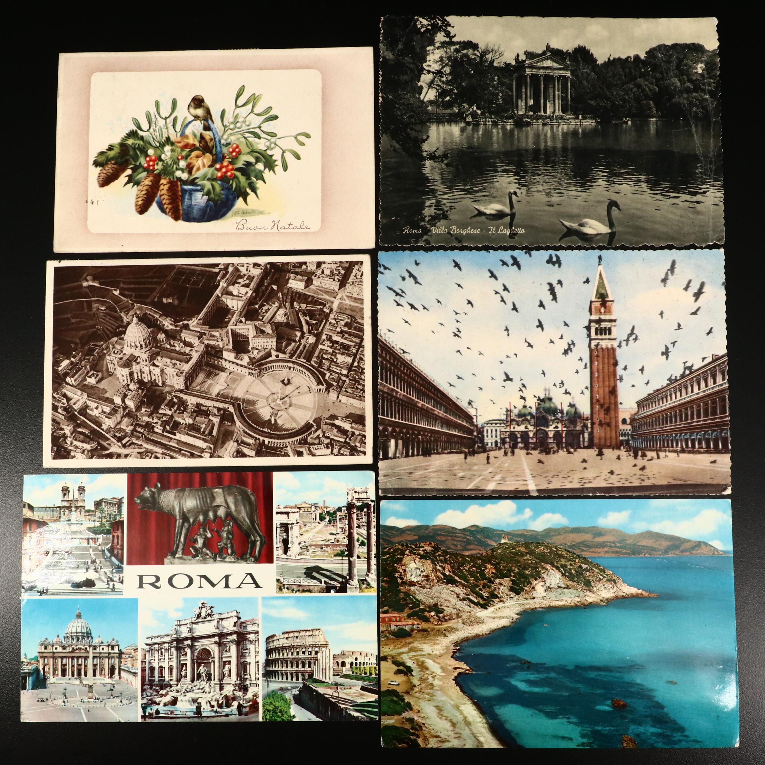 Sixty-Nine Antique to Vintage Used Italian Postcards