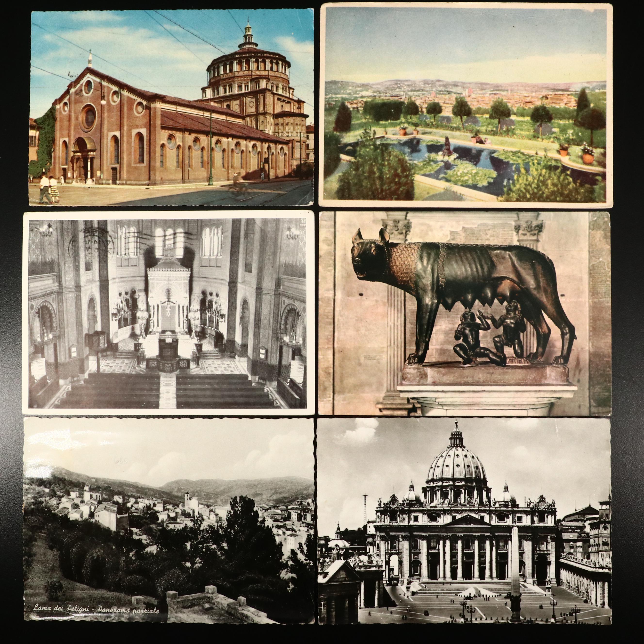 Sixty-Nine Antique to Vintage Used Italian Postcards