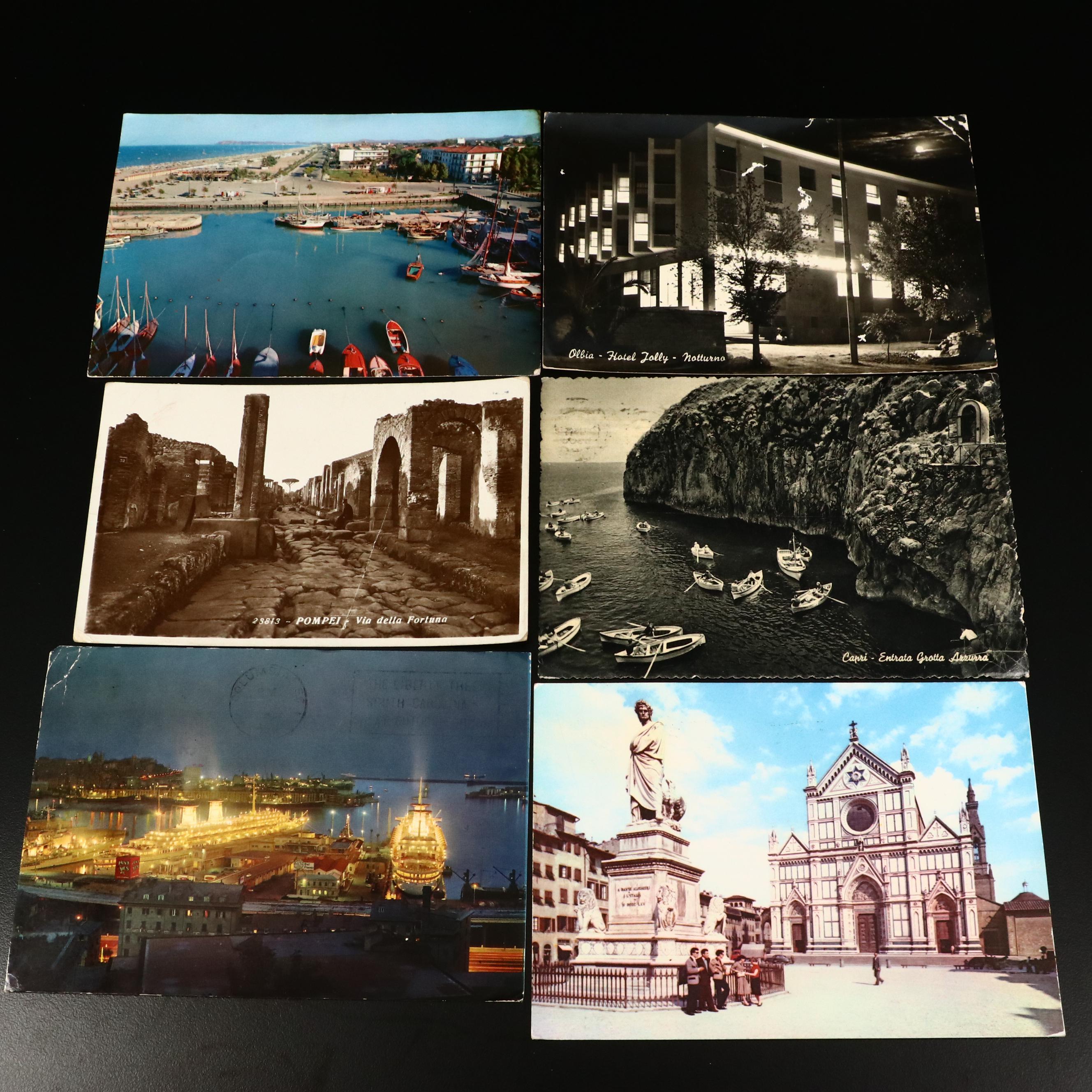 Sixty-Nine Antique to Vintage Used Italian Postcards