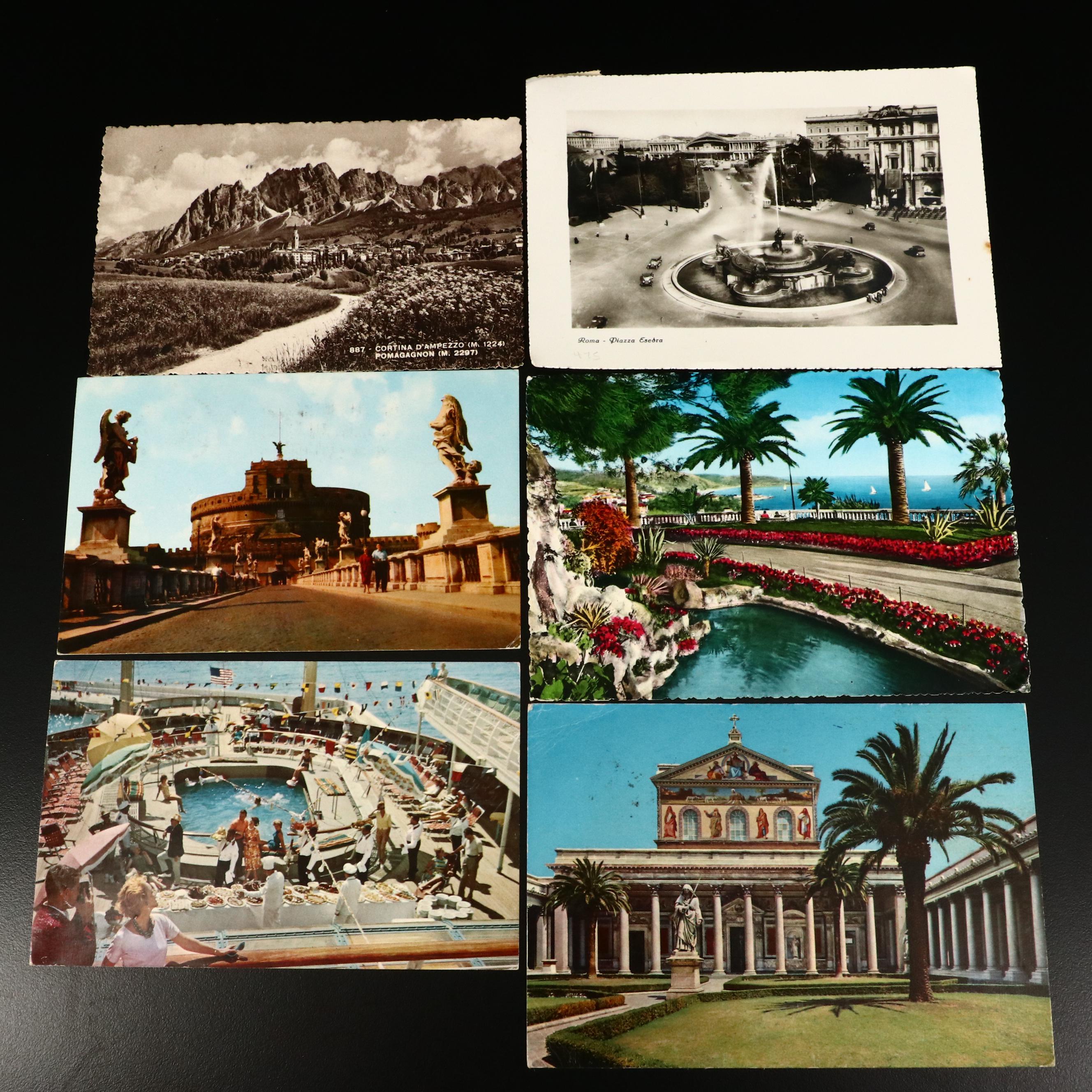 Sixty-Nine Antique to Vintage Used Italian Postcards