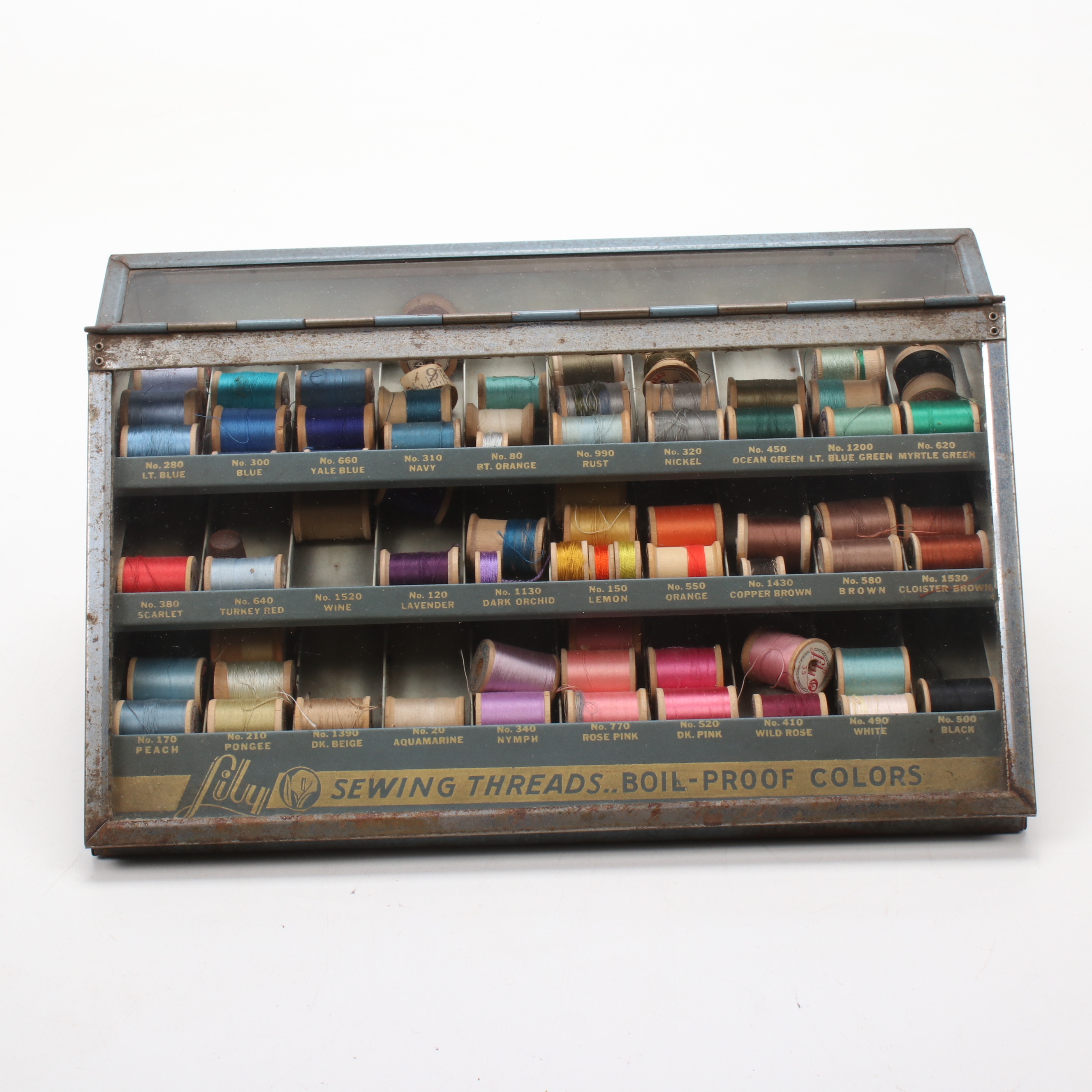 Lily Mills Company Metal Tabletop Sewing Thread Mercantile Display Case