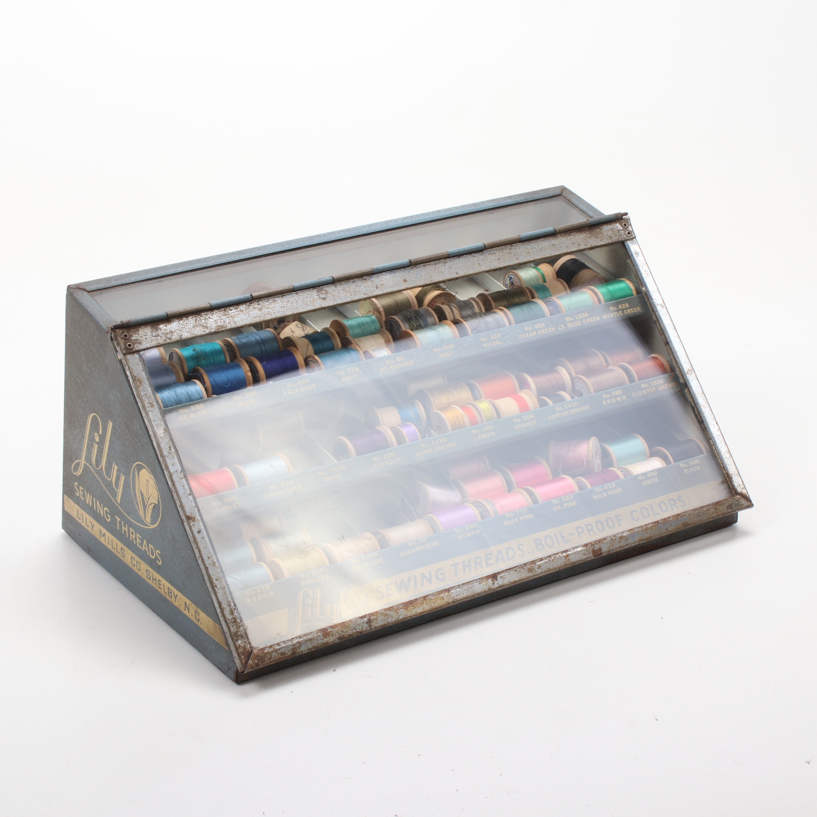 Lily Mills Company Metal Tabletop Sewing Thread Mercantile Display Case