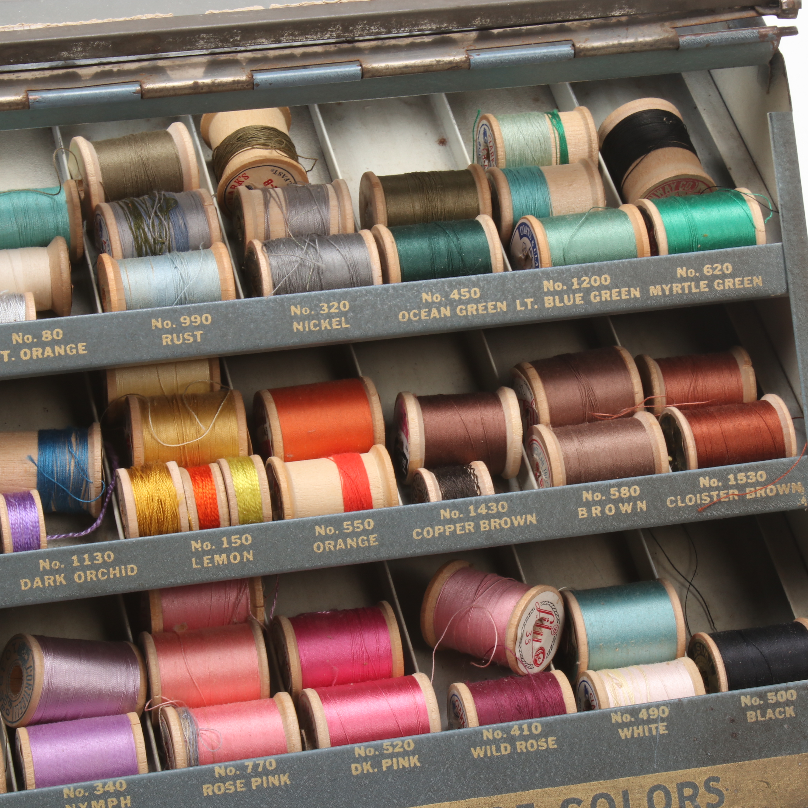 Lily Mills Company Metal Tabletop Sewing Thread Mercantile Display Case