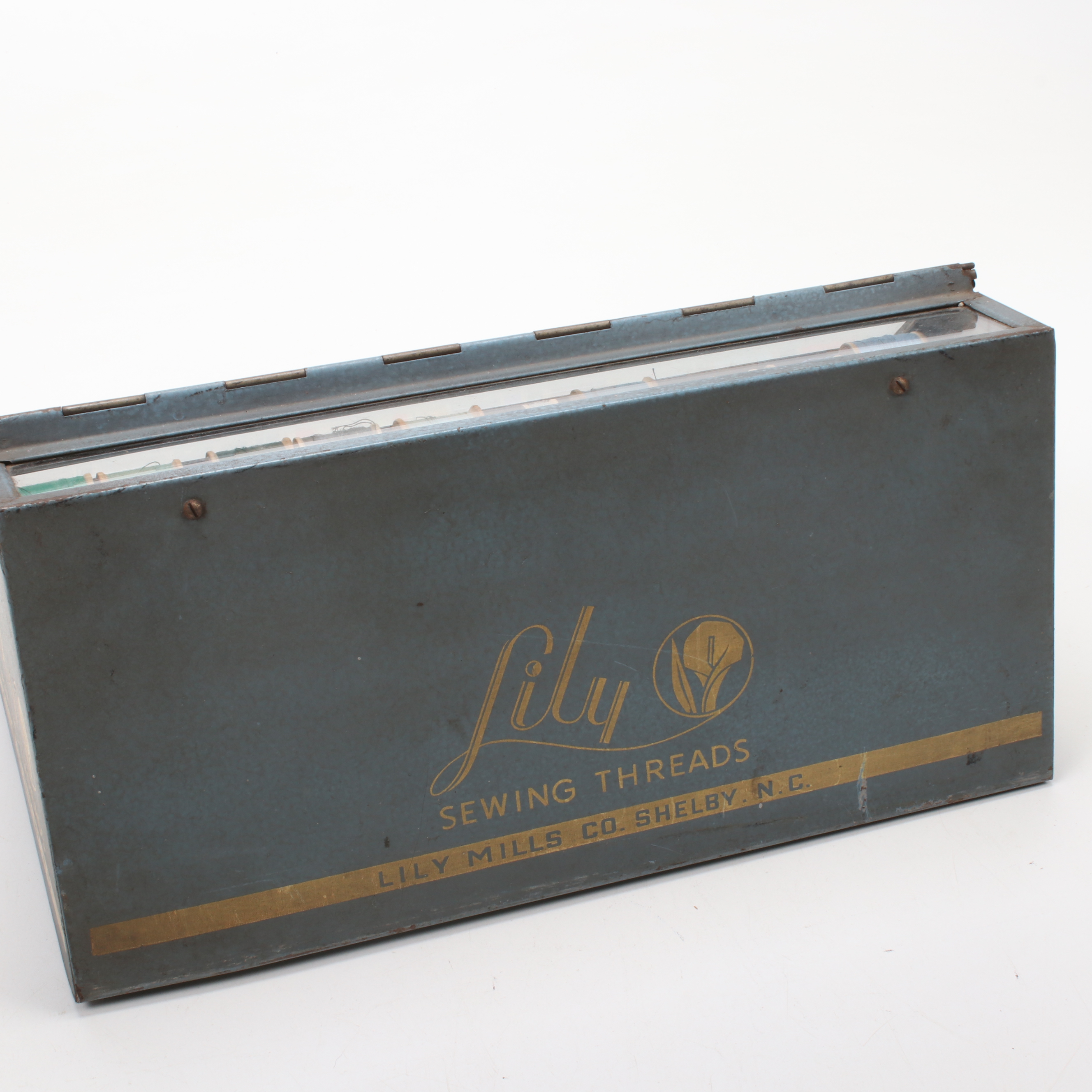 Lily Mills Company Metal Tabletop Sewing Thread Mercantile Display Case