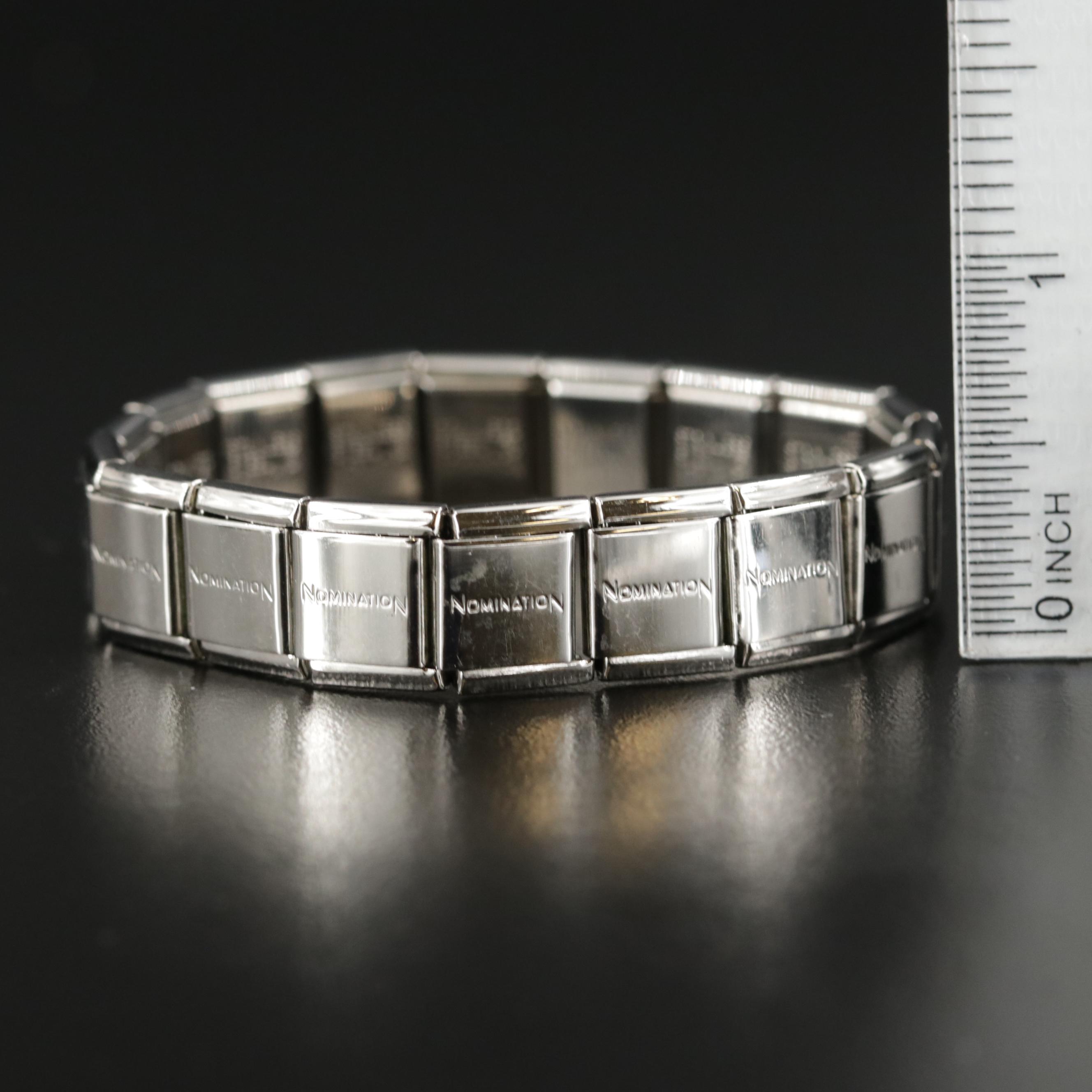 Assortment of Nomination Link Bracelets and Parts Featuring Gemstone Accents