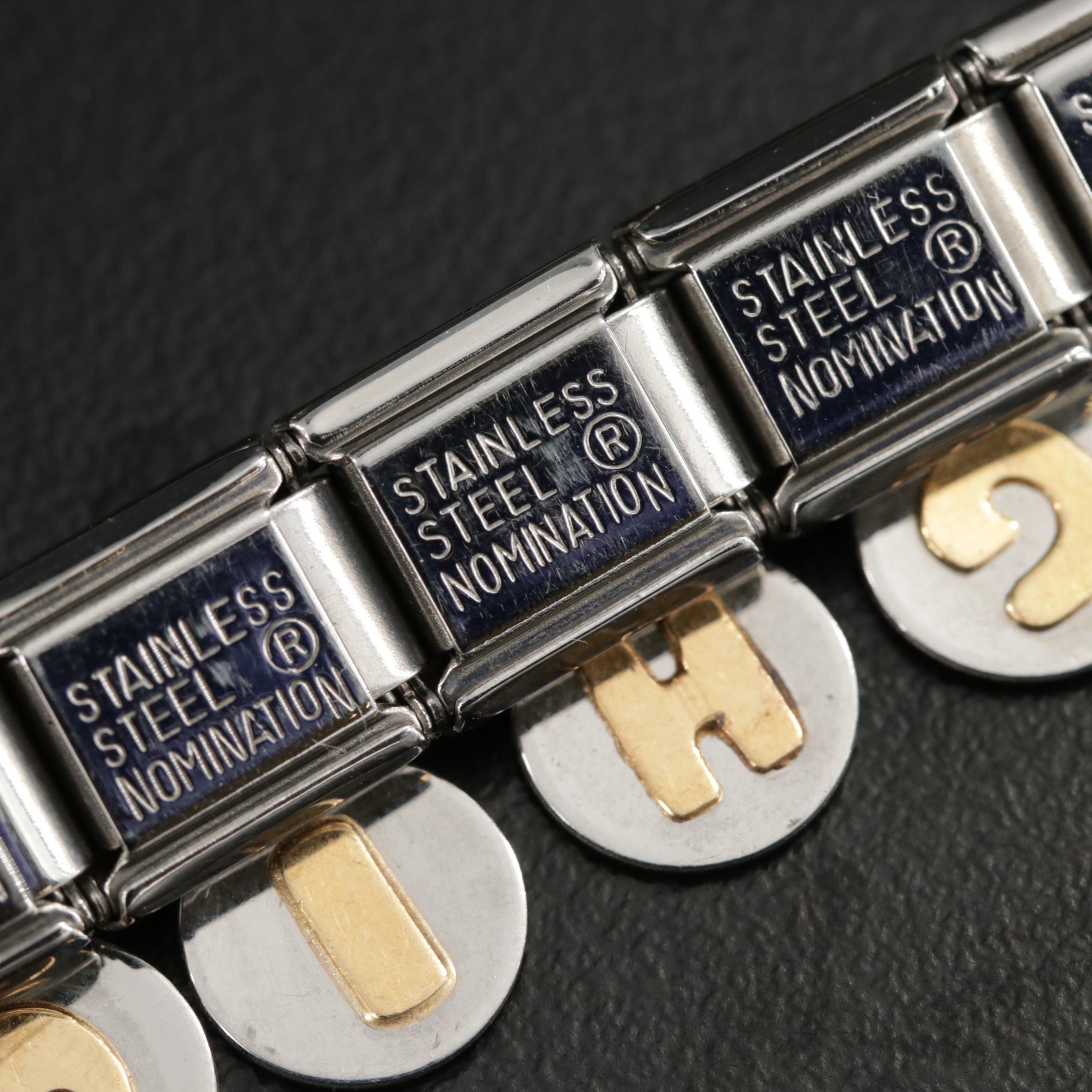 Assortment of Nomination Link Bracelets and Parts Featuring Gemstone Accents