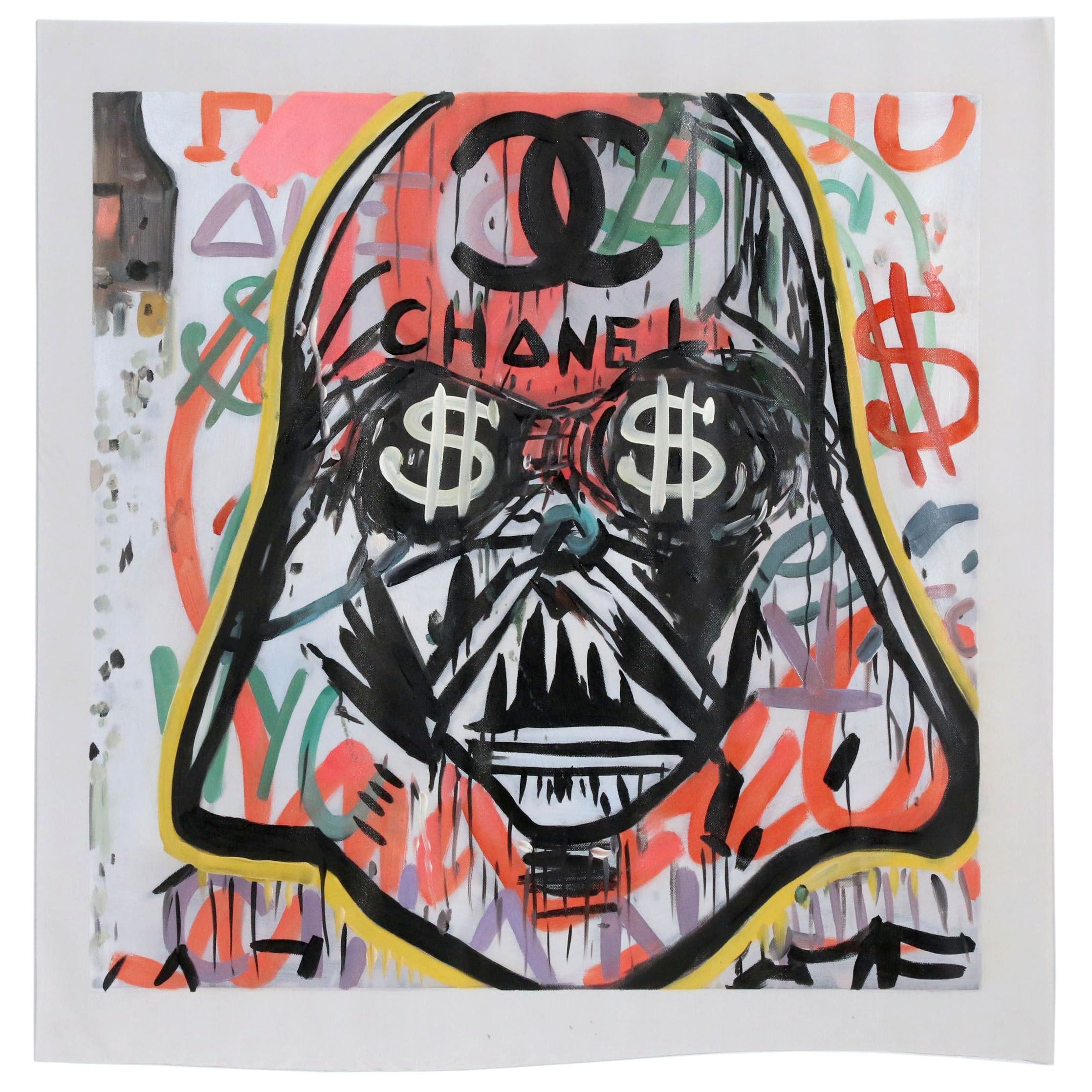 Oil Painting over Giclée after Alec Monopoly of Street Art Darth Vader