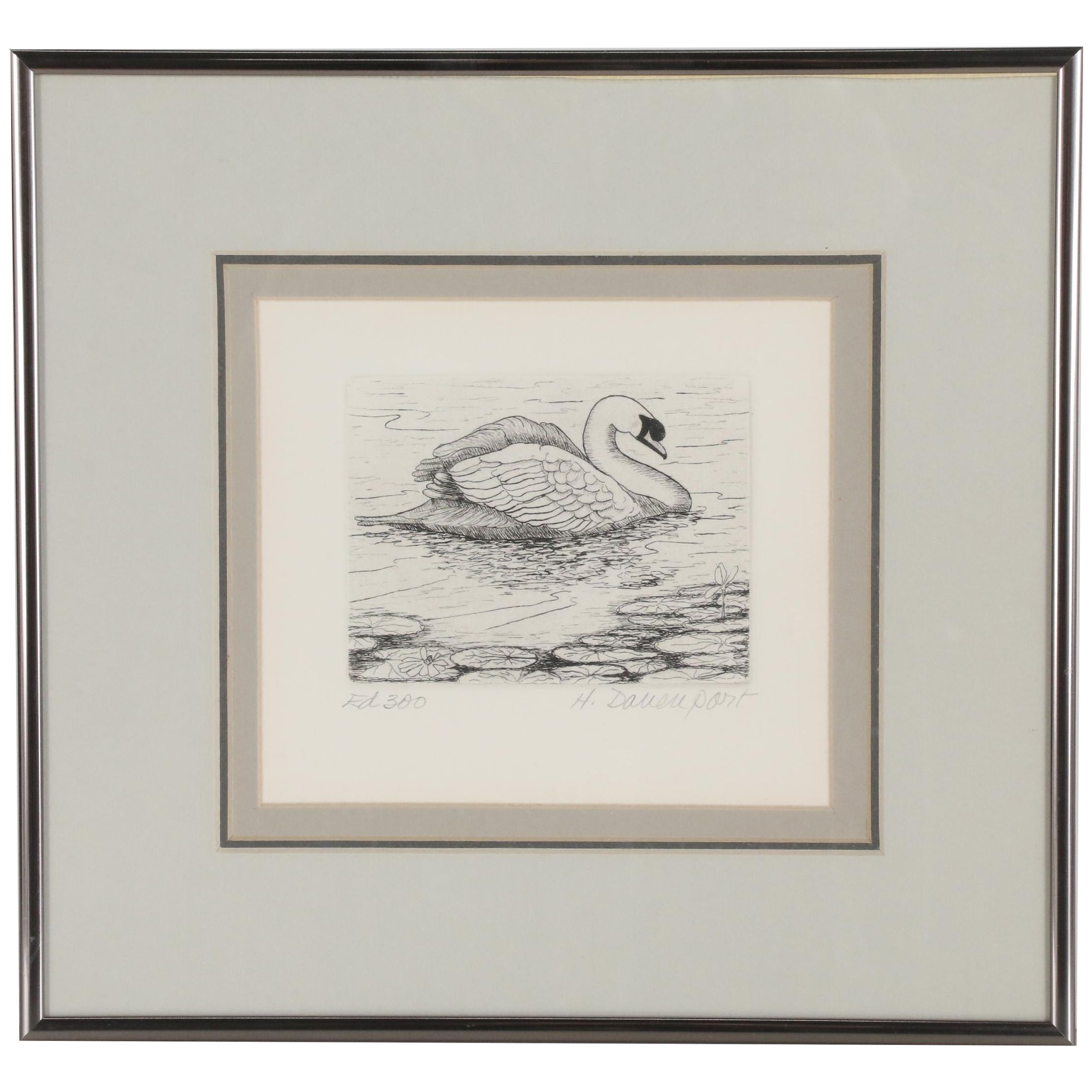 Houlgate Davenport Etching of Swan