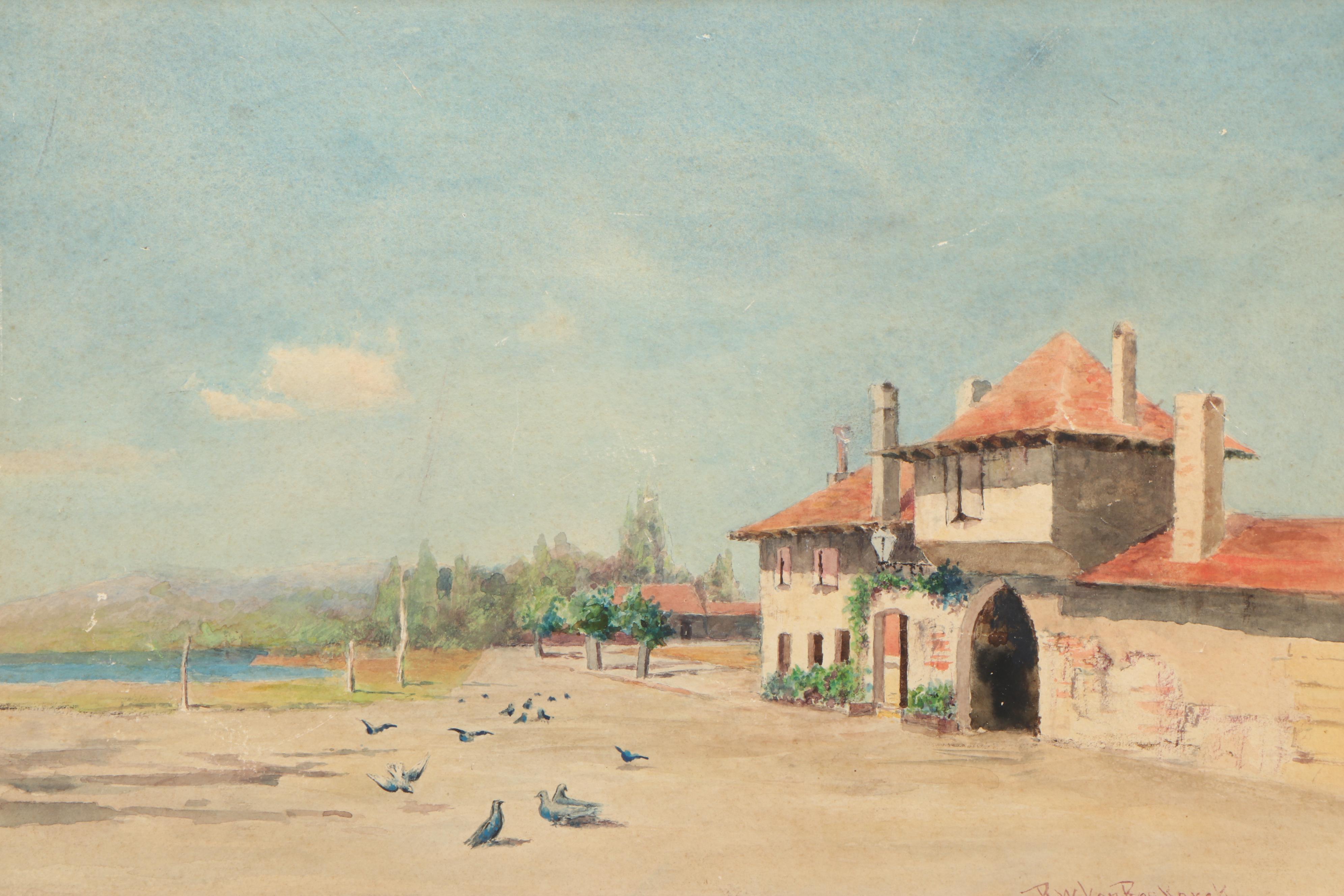 R. W. Van Boskerck European Coastal Watercolor Painting