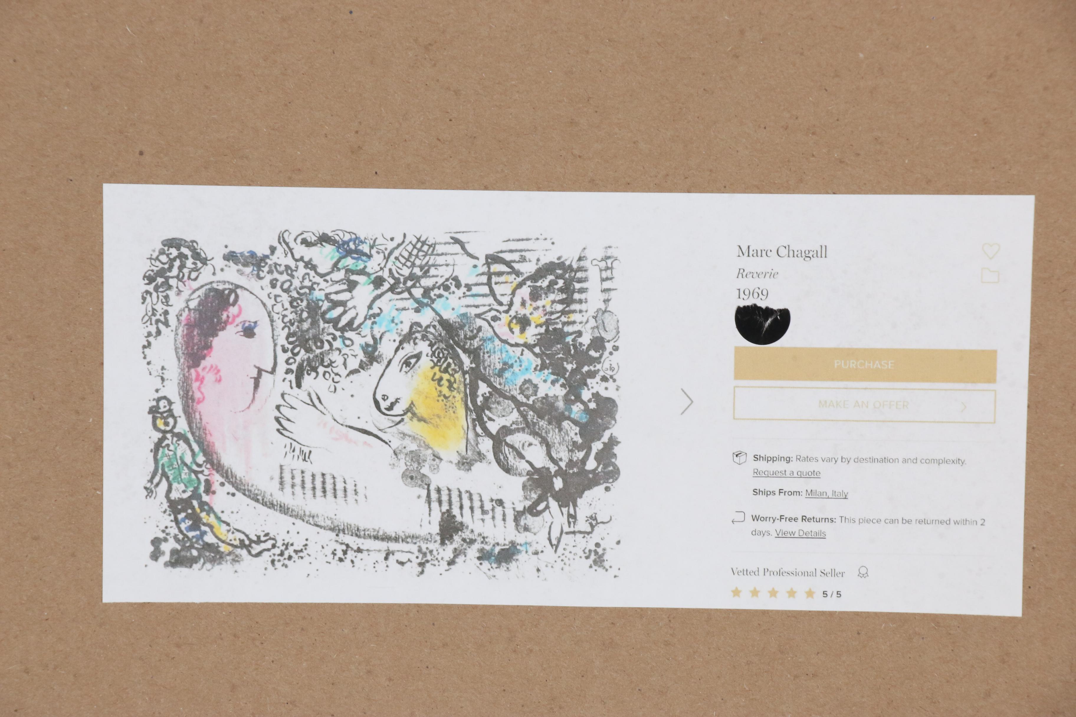 Marc Chagall Derrière le Miroir Lithograph "Reverie"