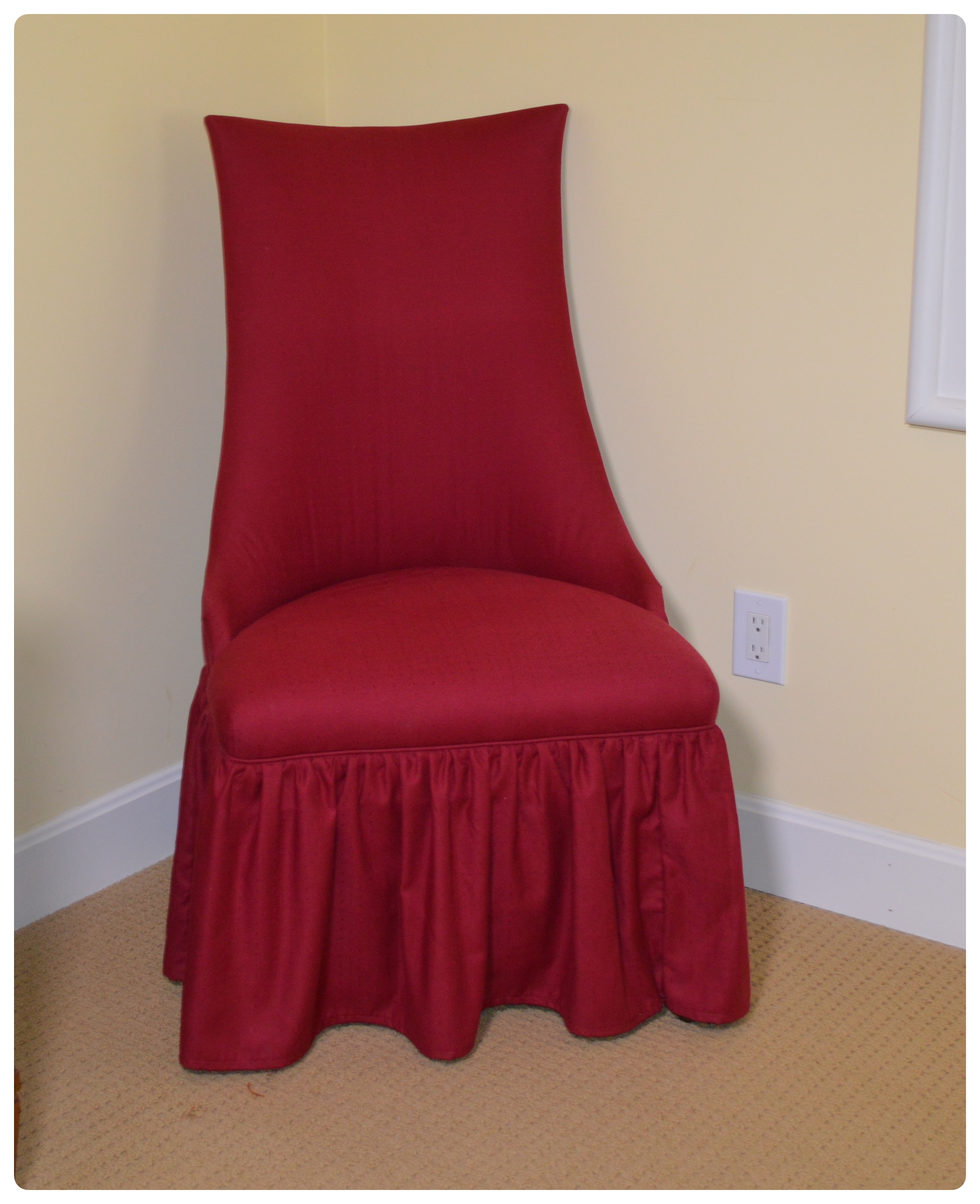 Skirted Accent Chair with Toile Bolster and Accent Pillow