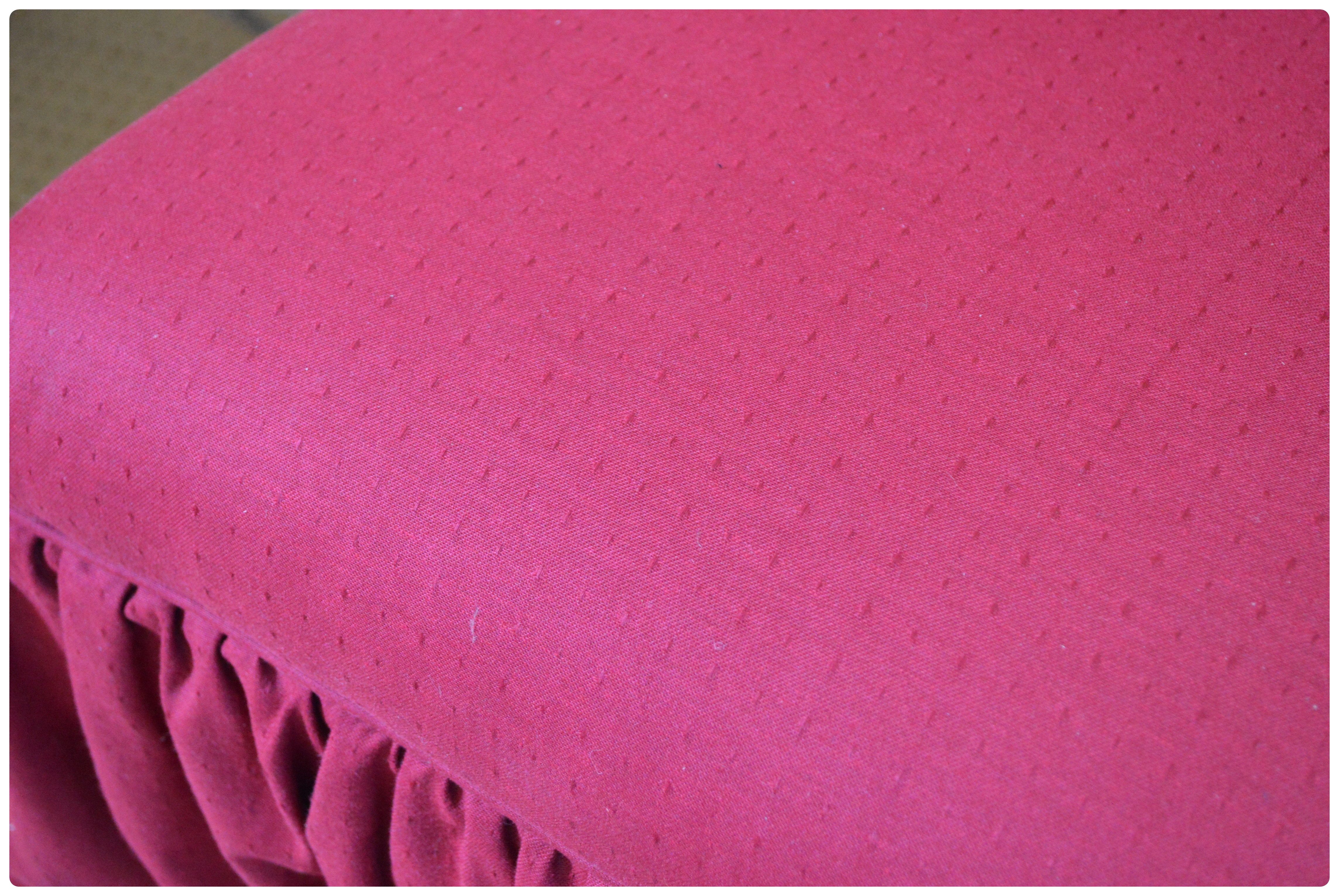 Skirted Accent Chair with Toile Bolster and Accent Pillow