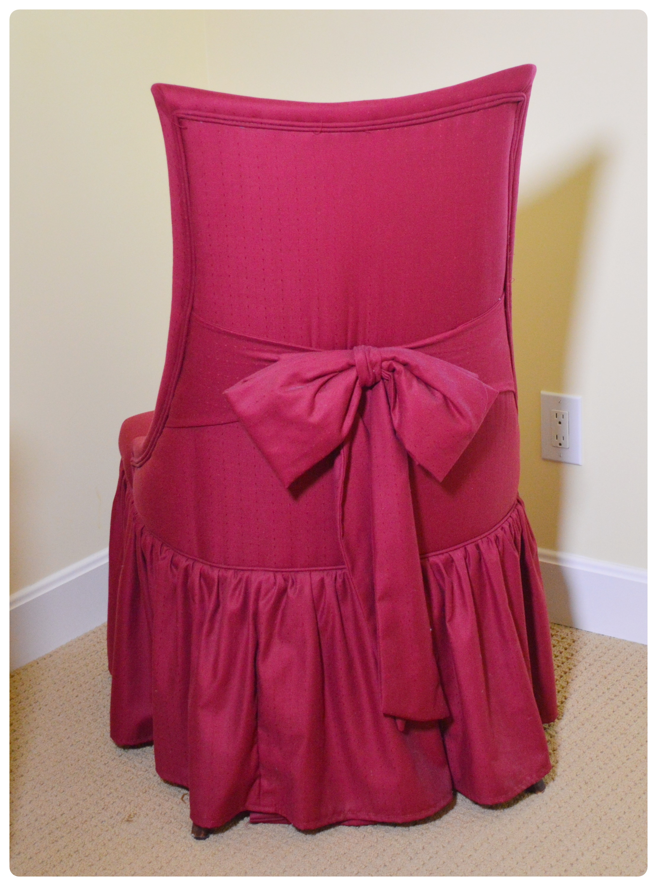 Skirted Accent Chair with Toile Bolster and Accent Pillow