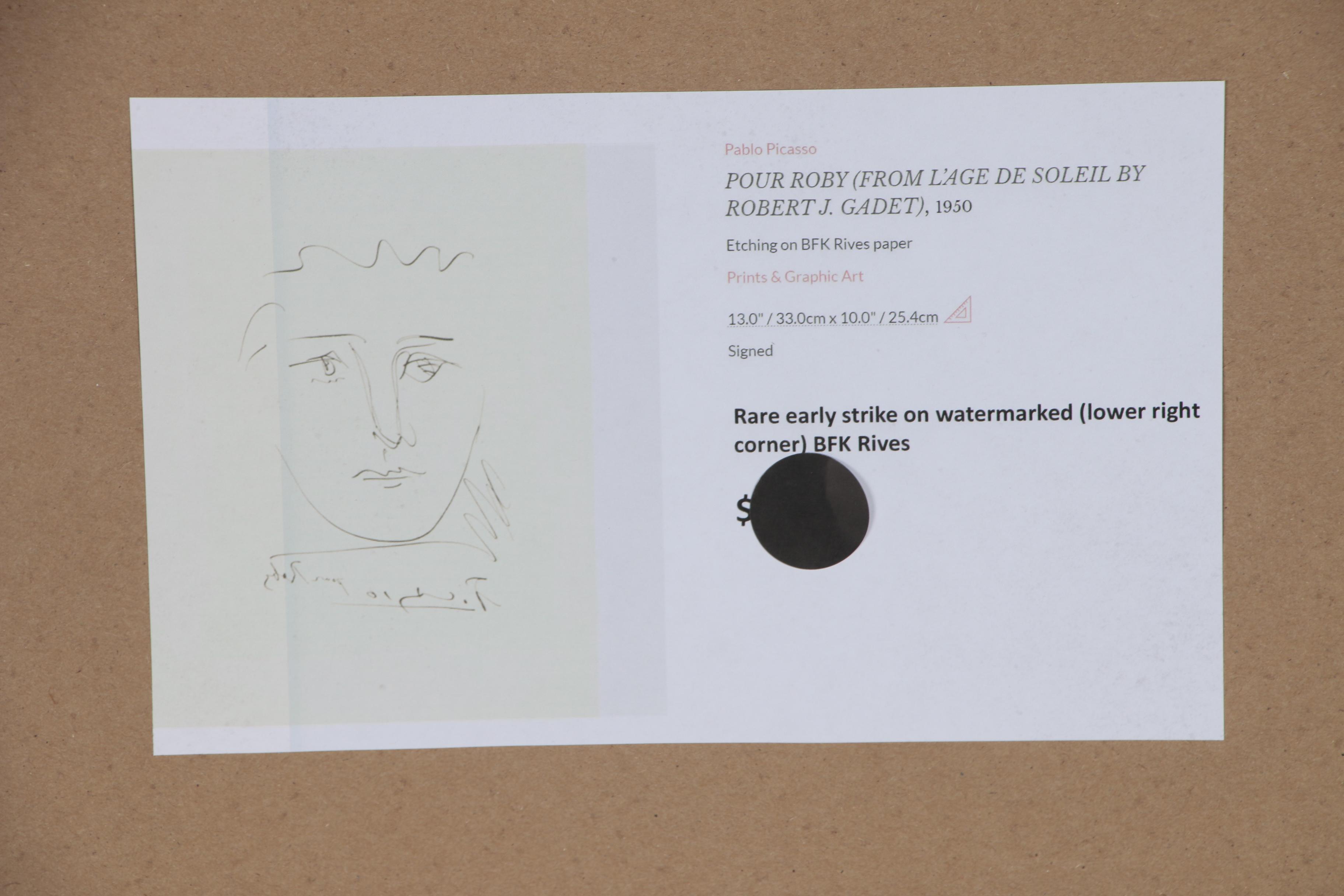 Pablo Picasso Restrike Etching "L'Age de Soleil", 1950