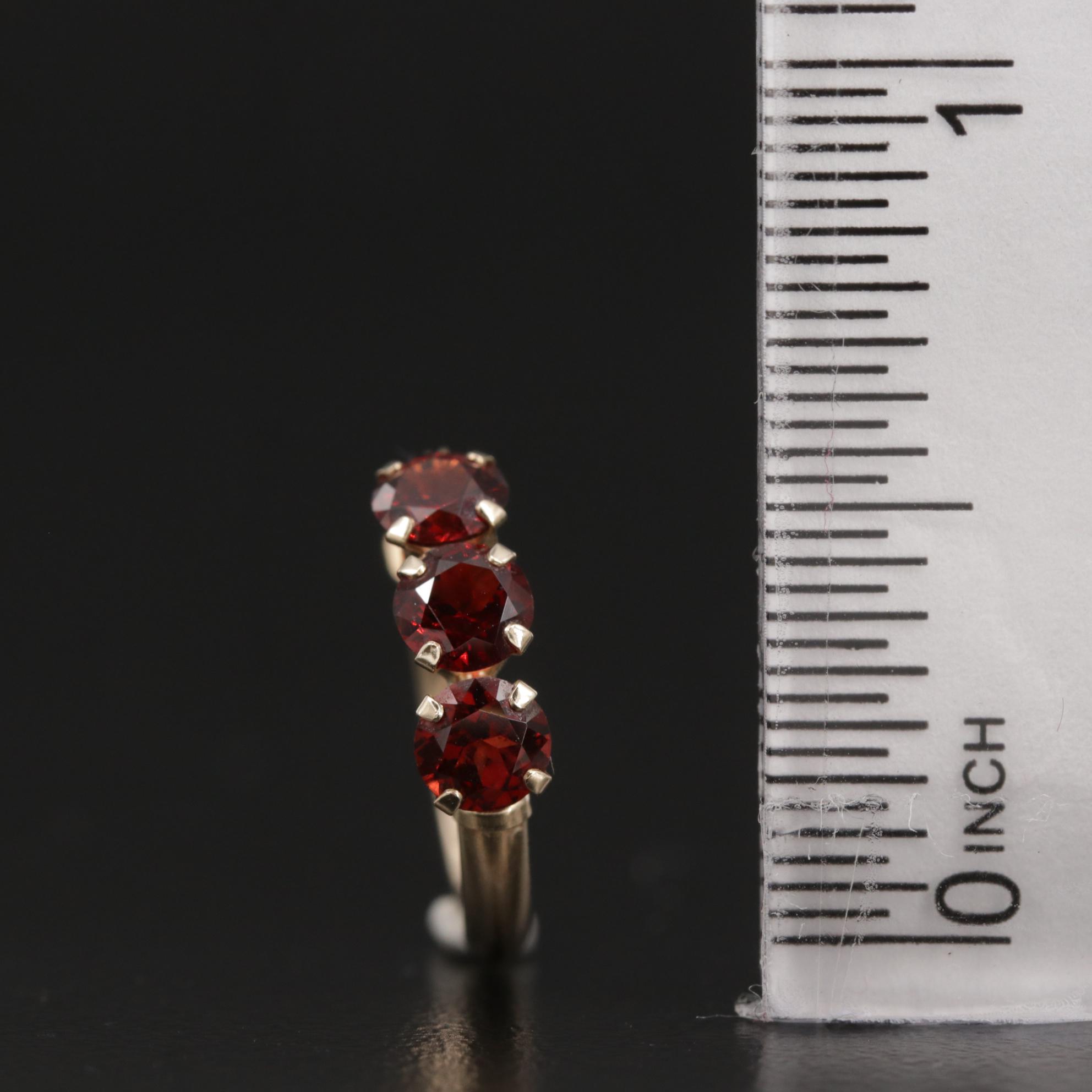 10K Gold Garnet Hoop Earrings