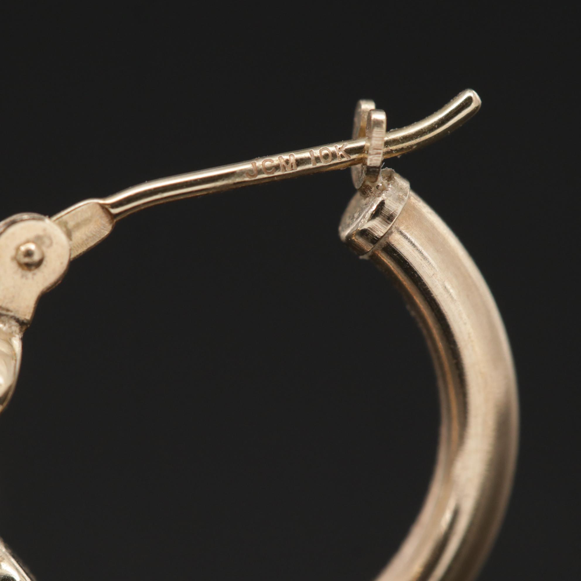 10K Gold Garnet Hoop Earrings