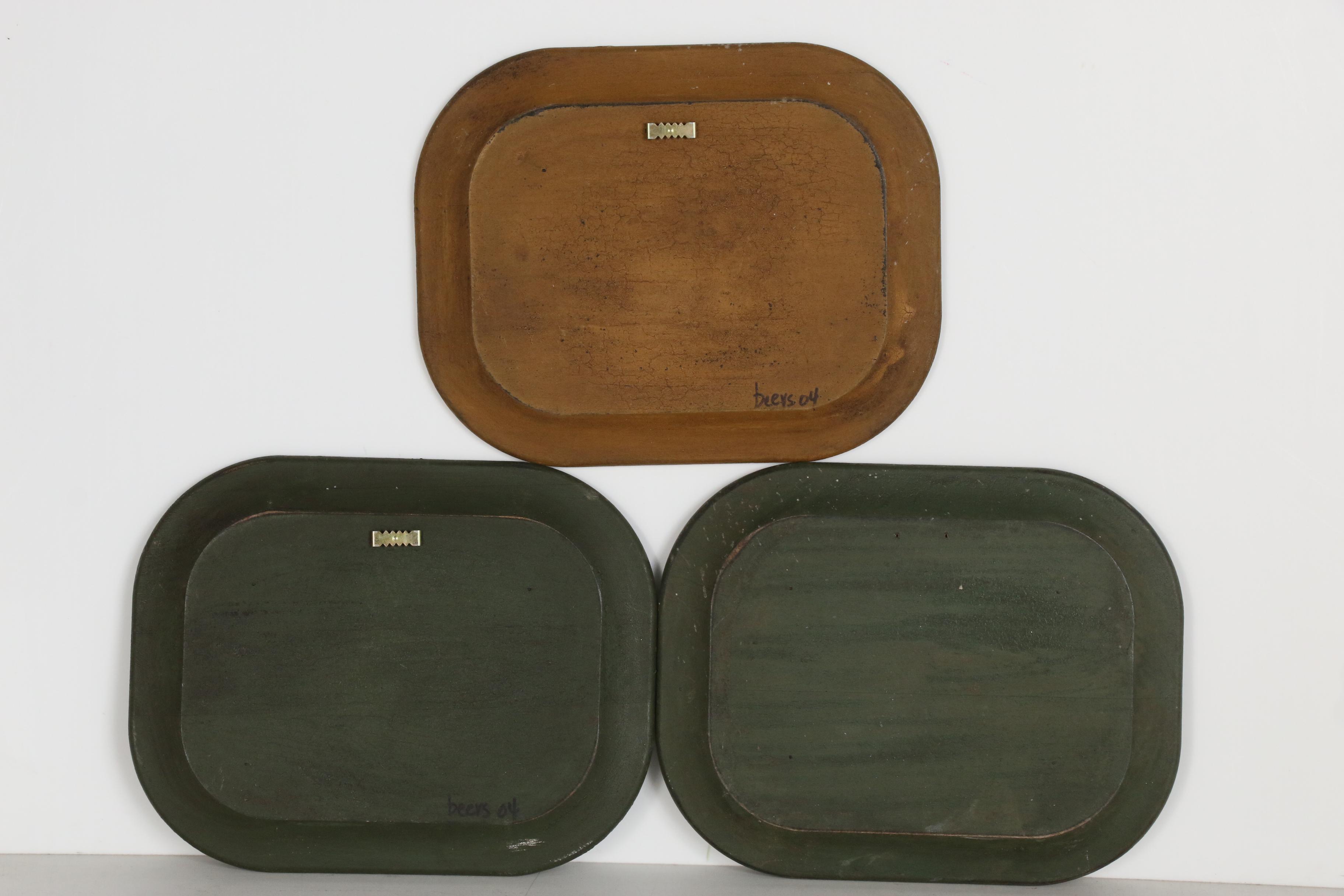 Contemporary Folk Art Paintings on Wooden Trays