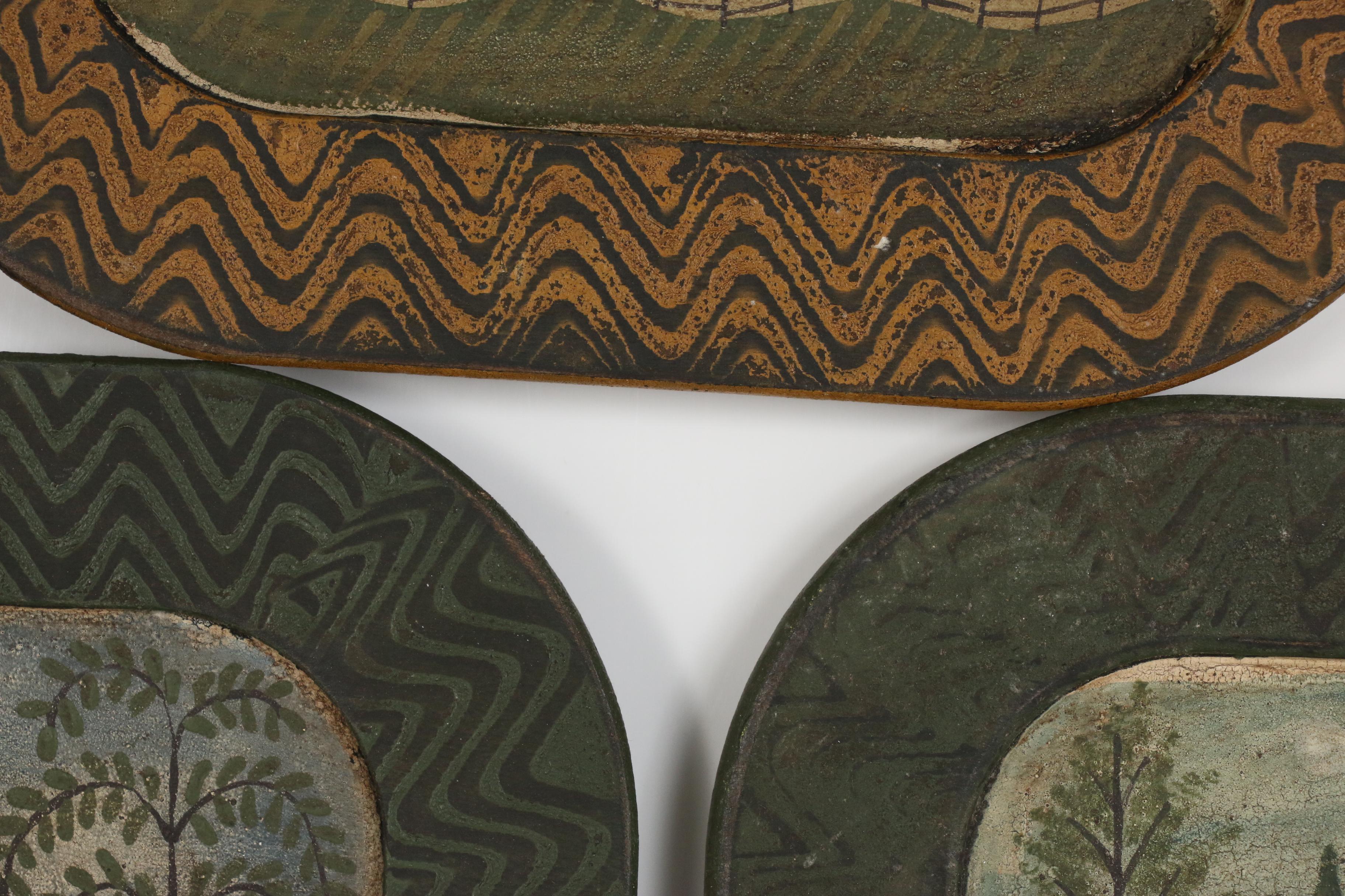 Contemporary Folk Art Paintings on Wooden Trays