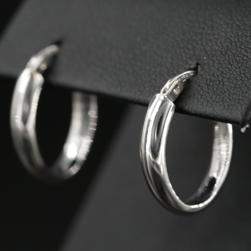 Sterling Silver Elongated Hoop Earrings