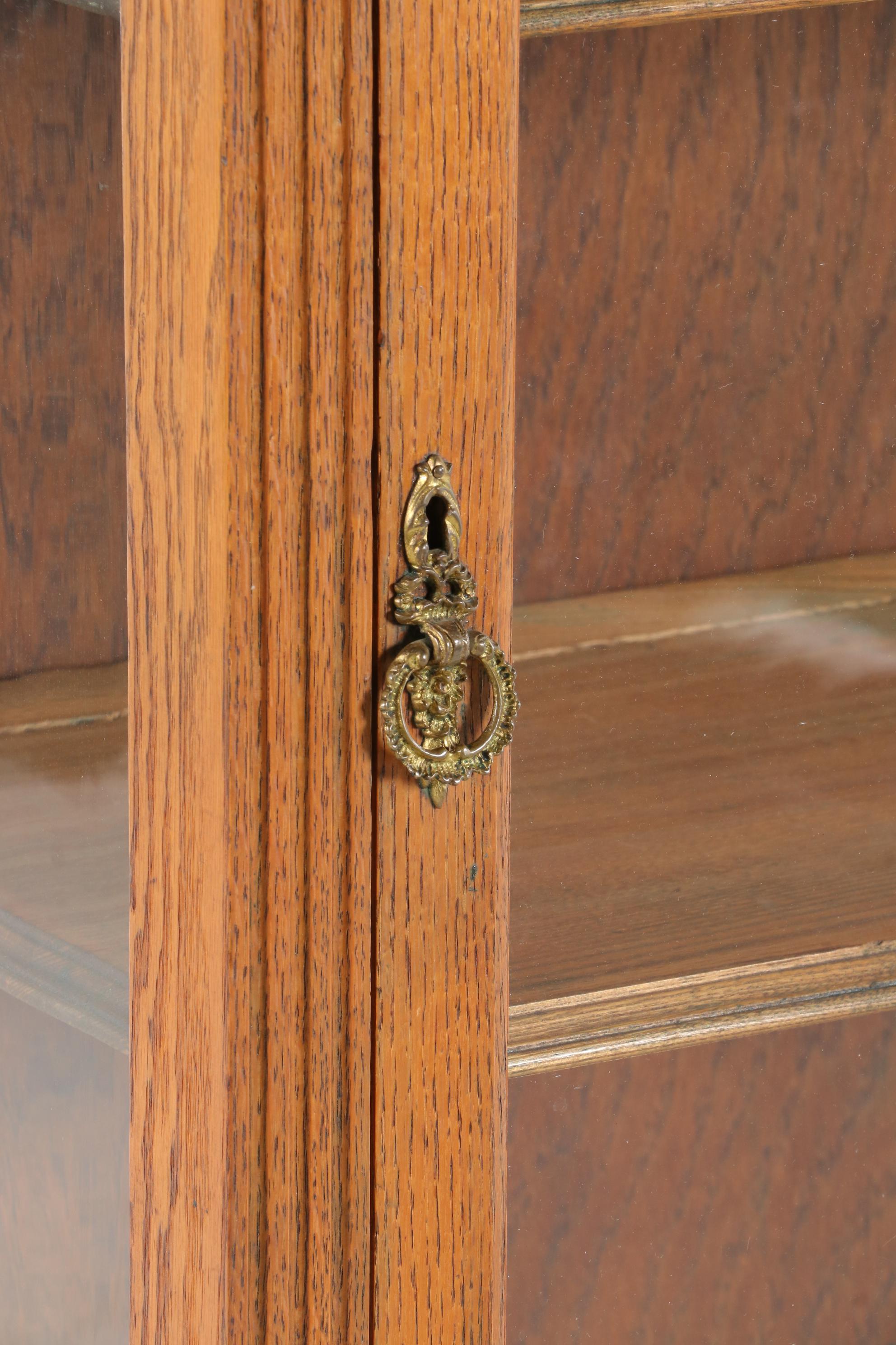 Victorian Oak China Cabinet, Late 19th to Early 20th Century
