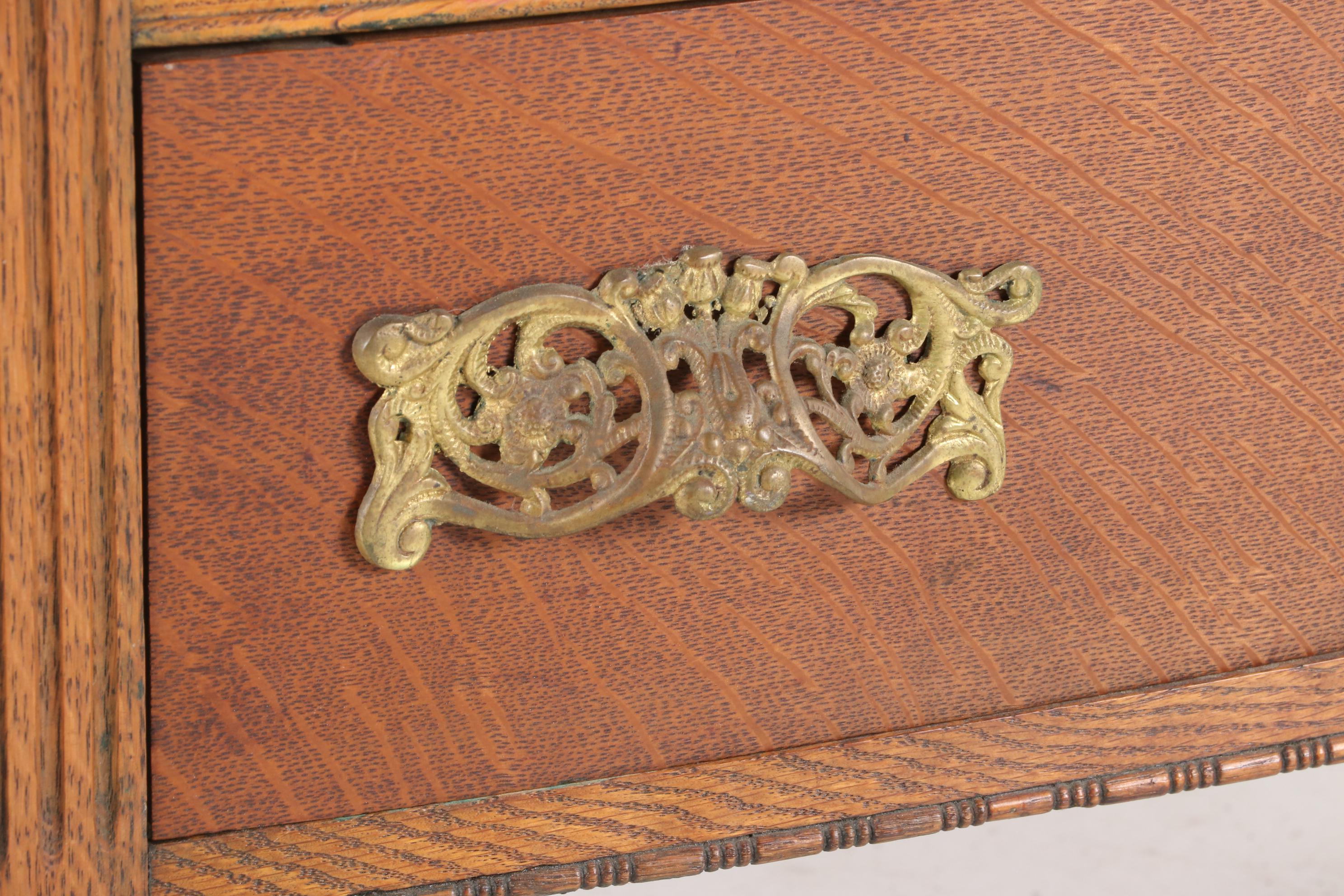 Victorian Oak China Cabinet, Late 19th to Early 20th Century