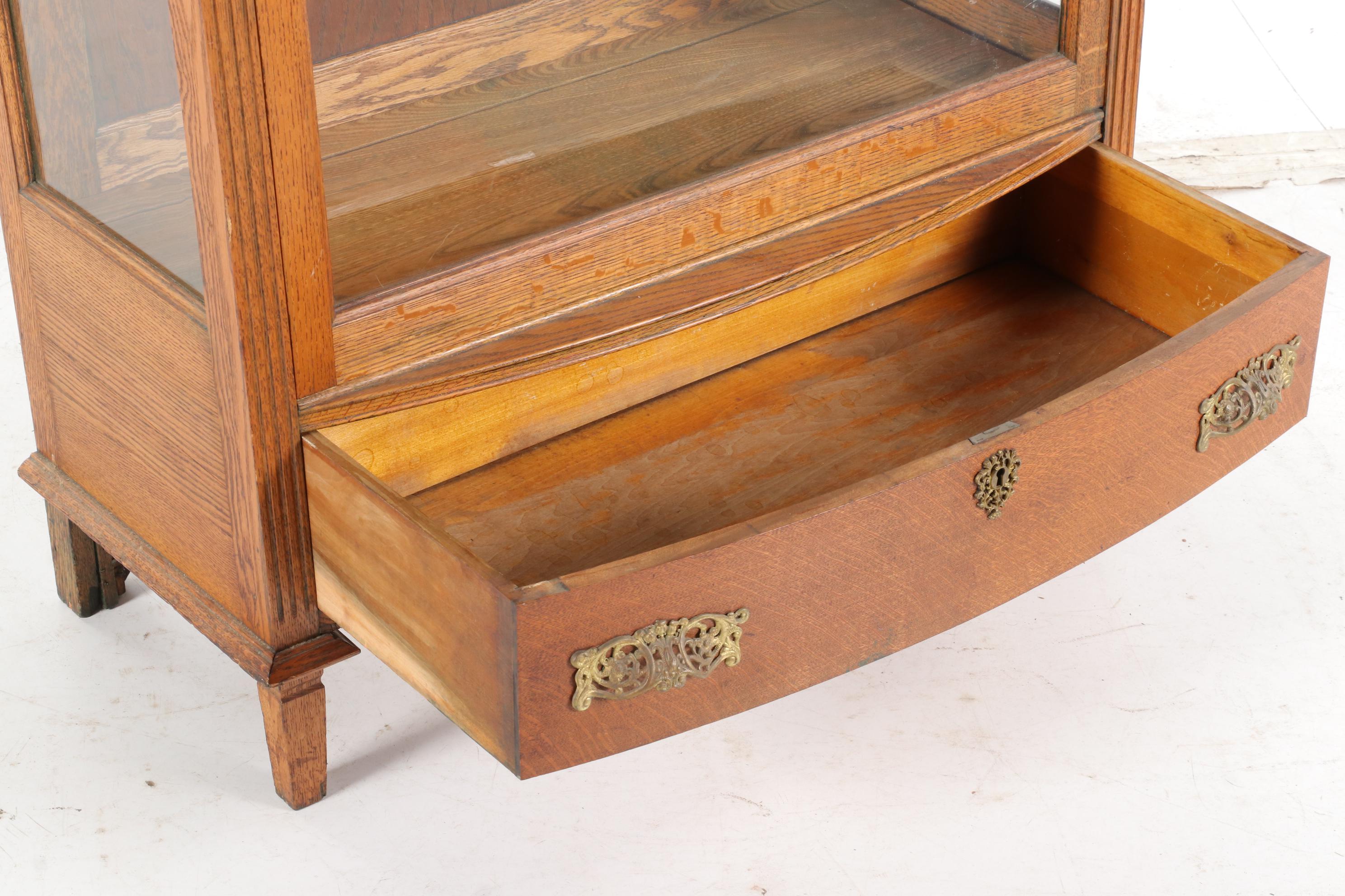 Victorian Oak China Cabinet, Late 19th to Early 20th Century