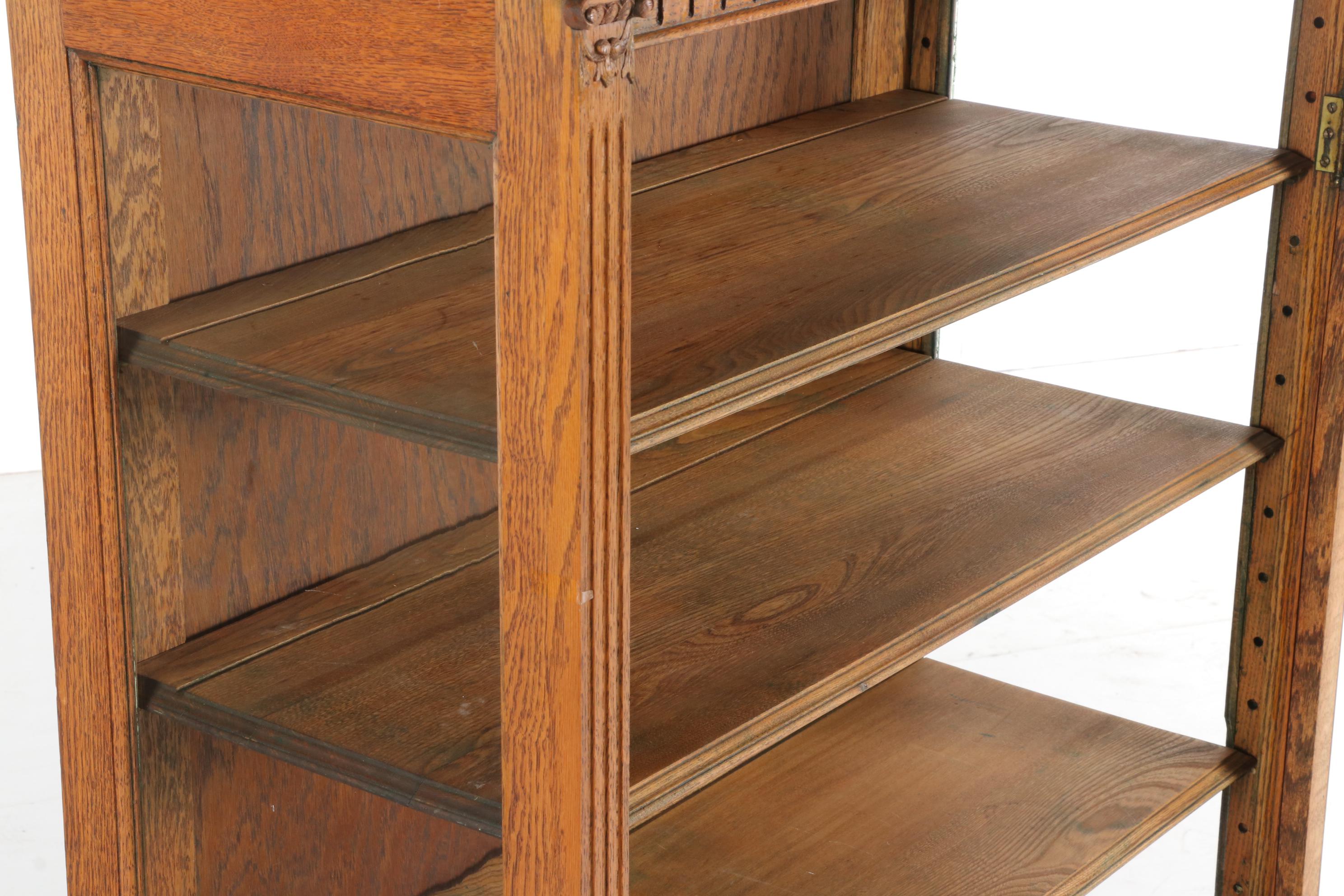 Victorian Oak China Cabinet, Late 19th to Early 20th Century