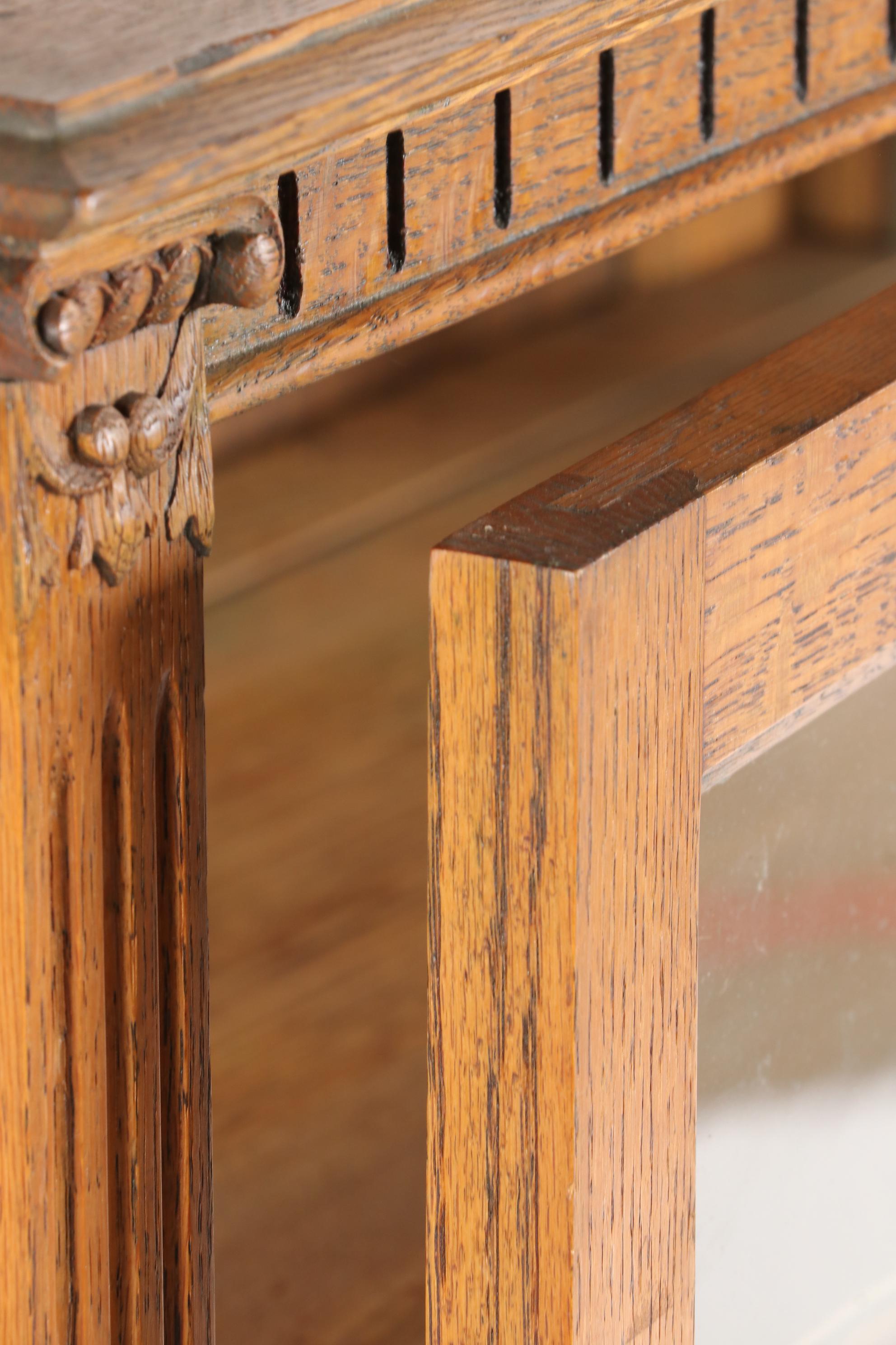 Victorian Oak China Cabinet, Late 19th to Early 20th Century