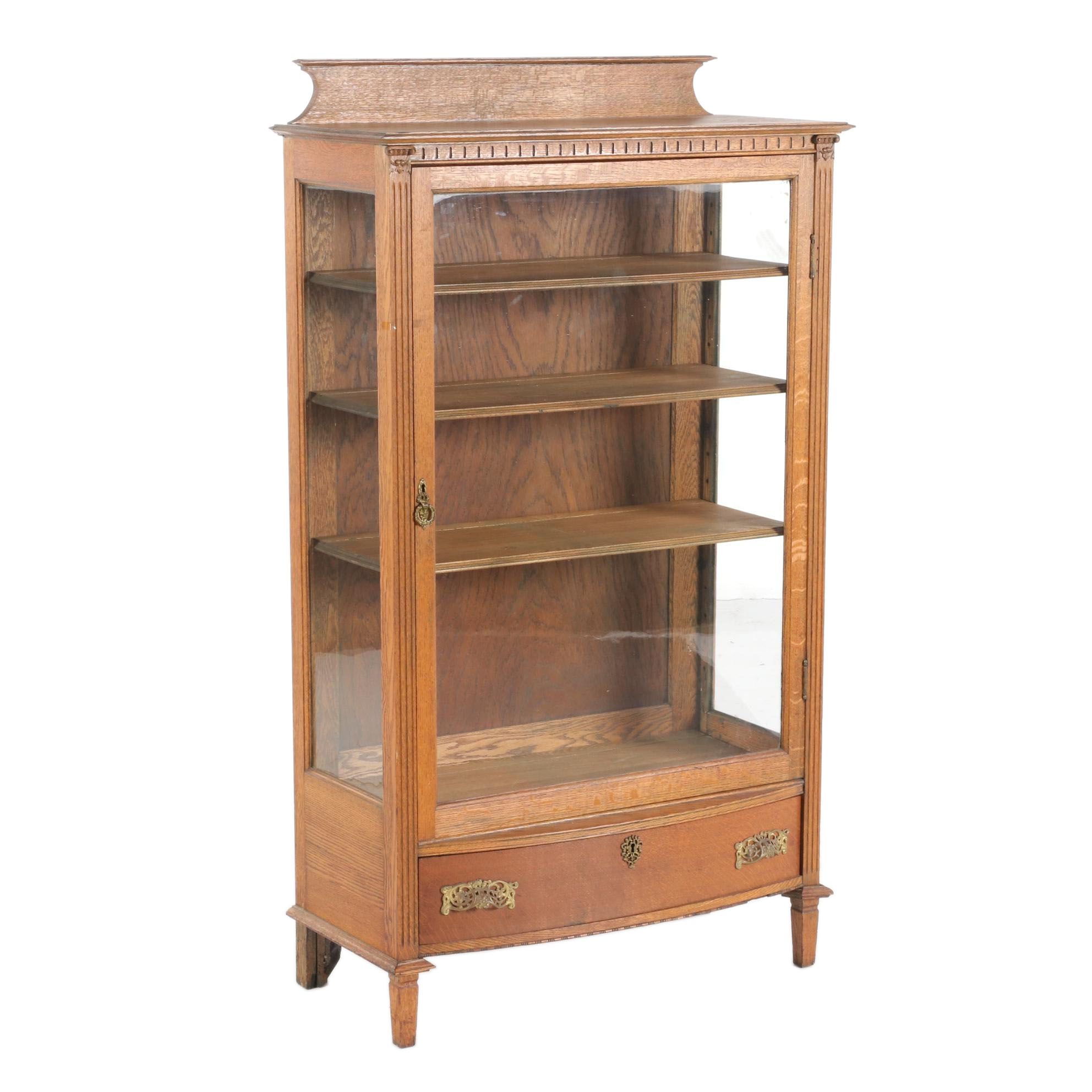Victorian Oak China Cabinet, Late 19th to Early 20th Century