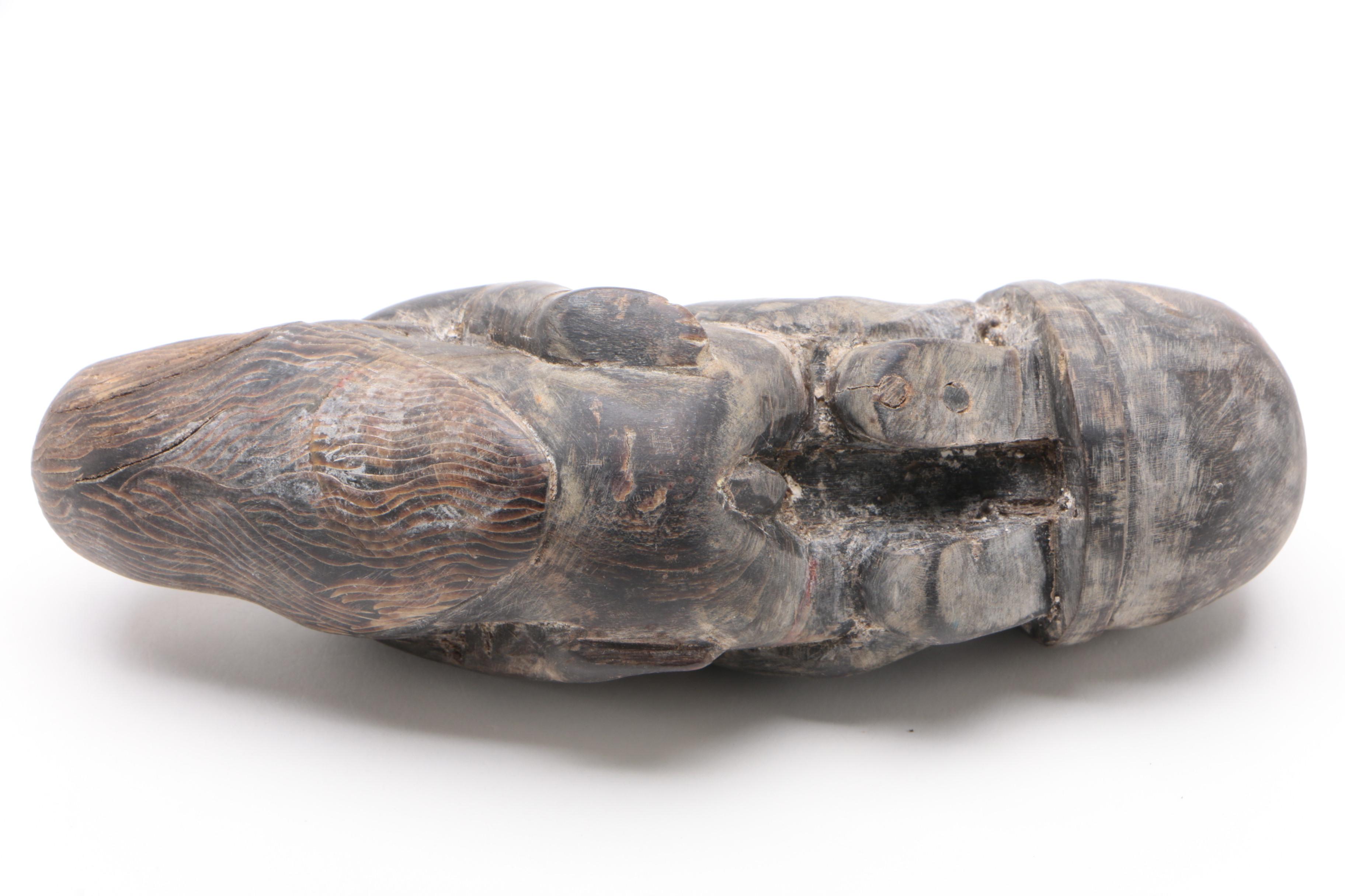 Indonesian (Lombok) Carved Buffalo Horn Kris Knife Hilt with Erotic Figures