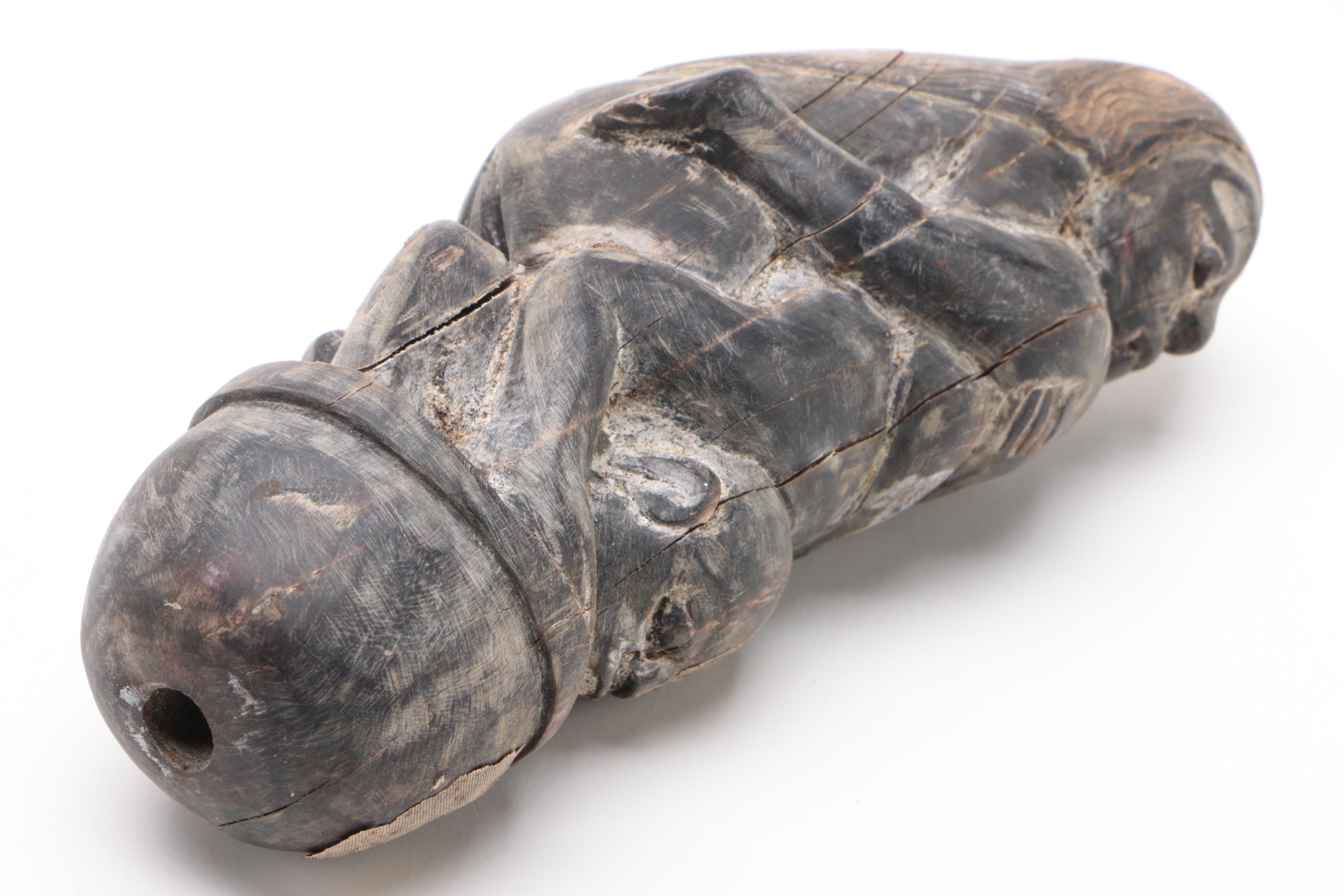 Indonesian (Lombok) Carved Buffalo Horn Kris Knife Hilt with Erotic Figures