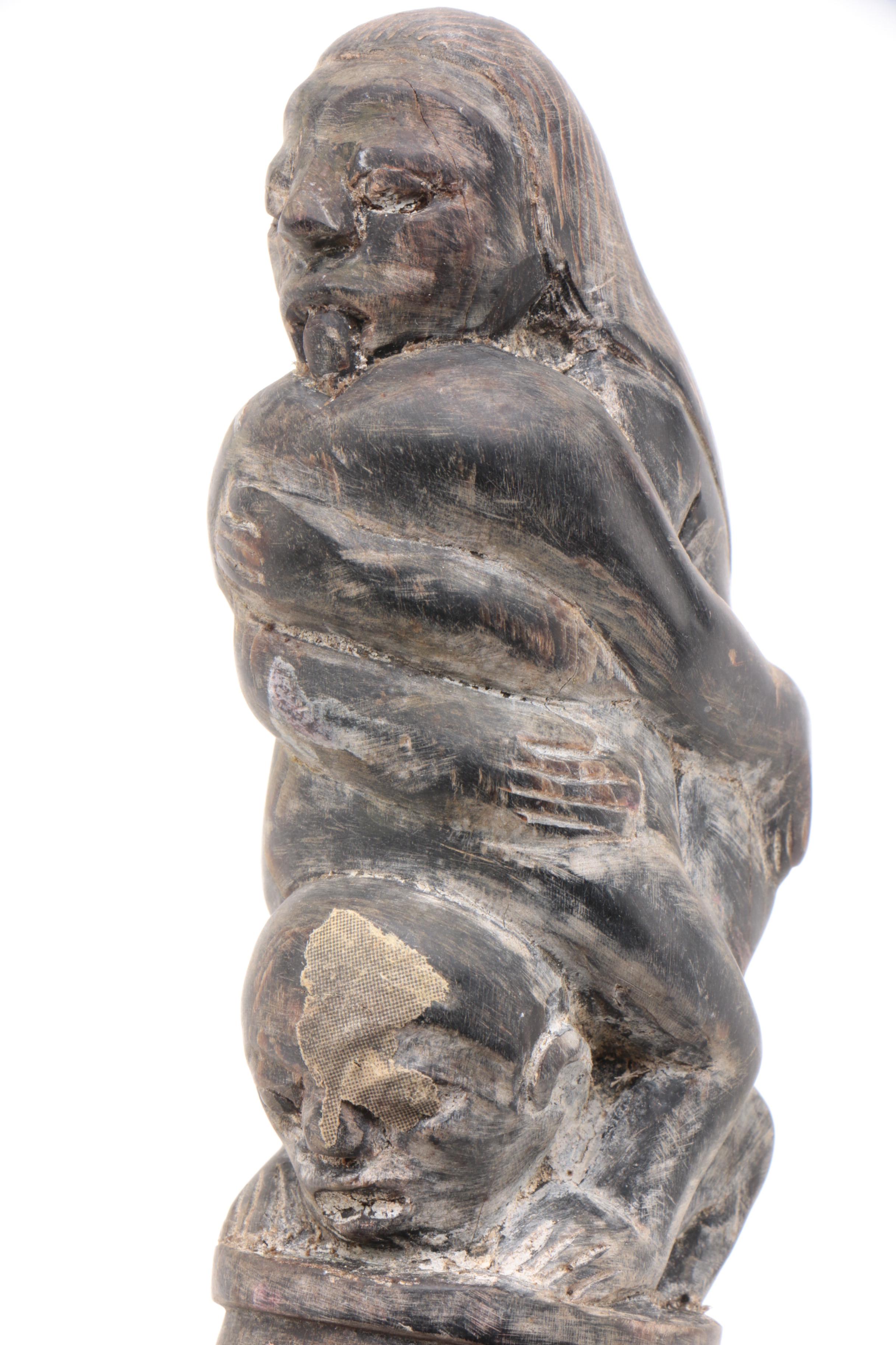 Indonesian (Lombok) Carved Buffalo Horn Kris Knife Hilt with Erotic Figures