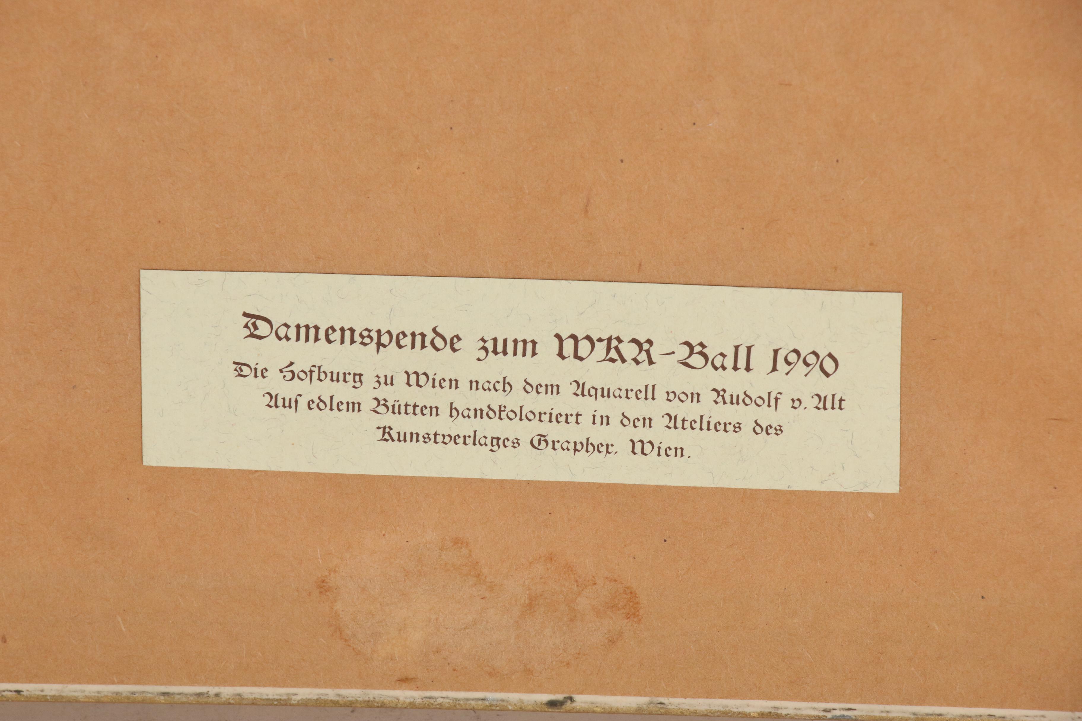 Hand-Colored Halftone Print after Rudolf von Alt of the Hofburg Palace