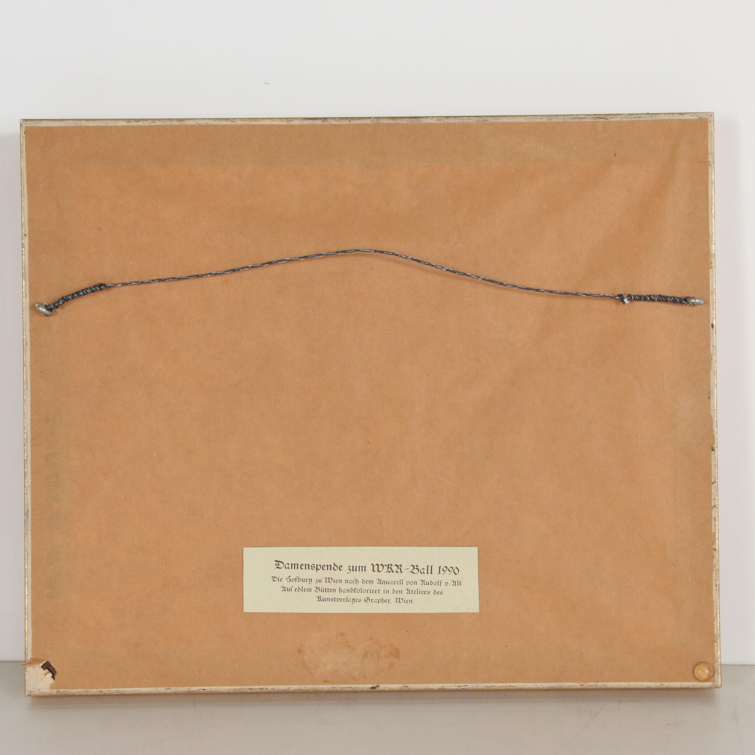 Hand-Colored Halftone Print after Rudolf von Alt of the Hofburg Palace