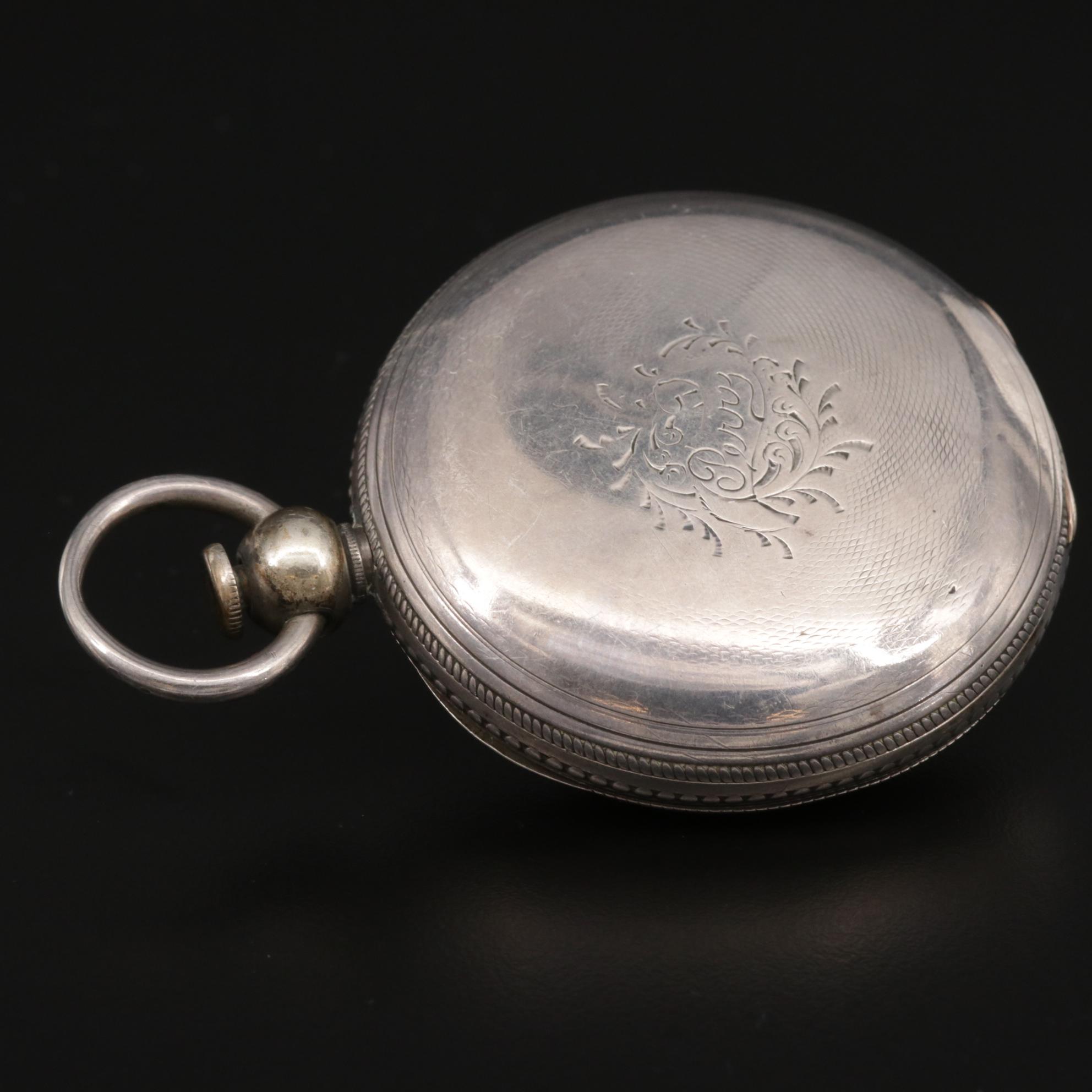 1867 Waltham 900 Silver Hunting Case Pocket Watch, Antique