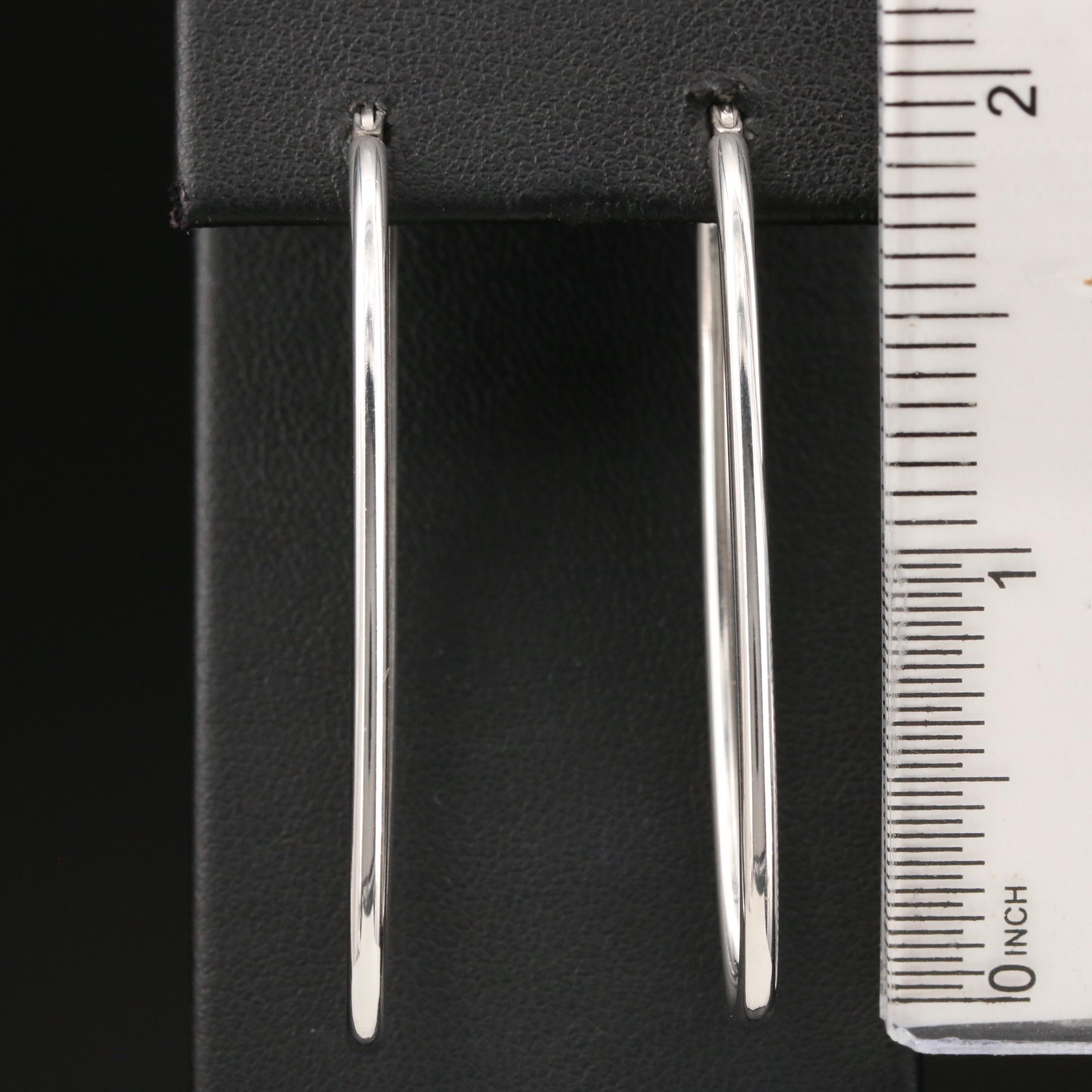 Sterling Silver Elongated Hoop Earrings