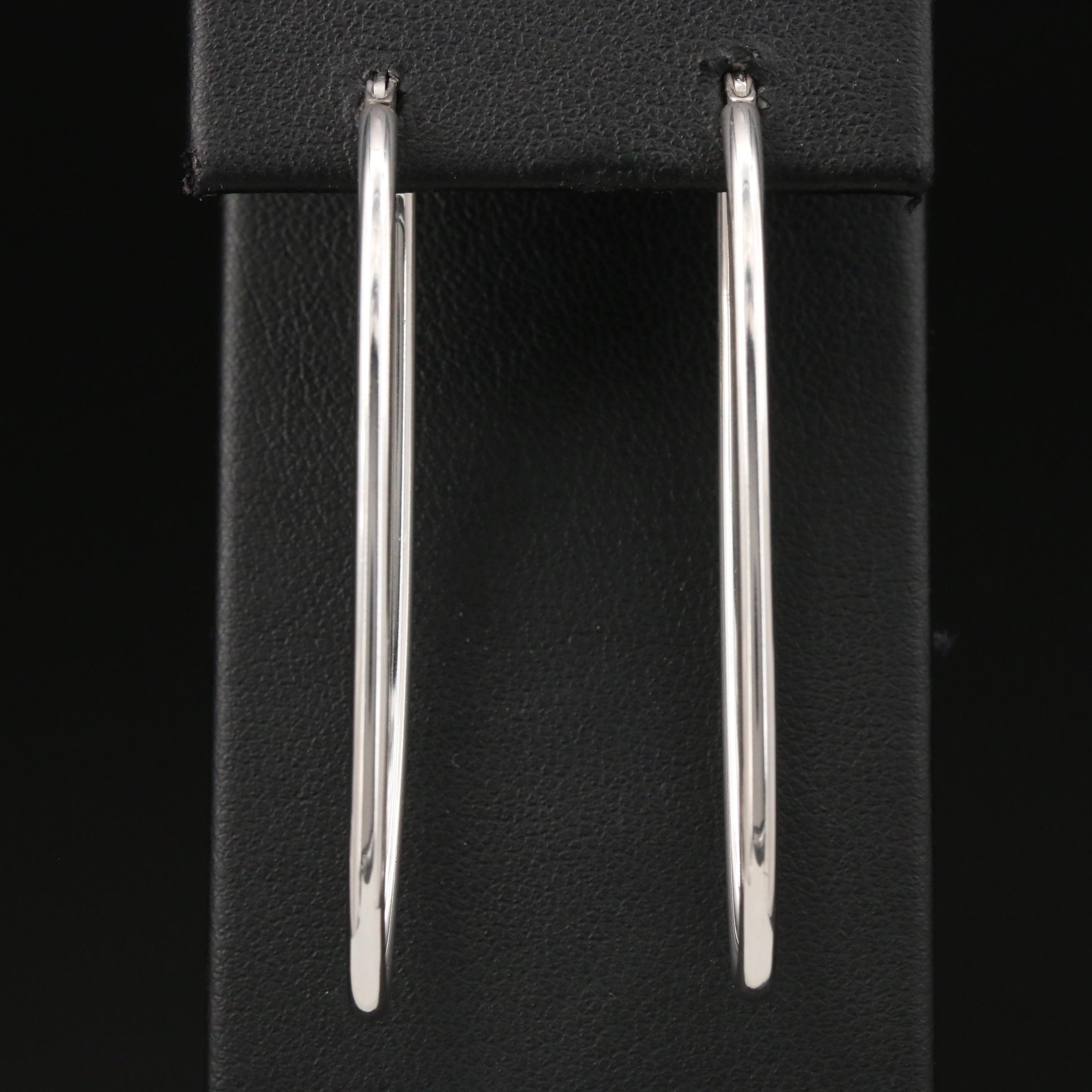 Sterling Silver Elongated Hoop Earrings