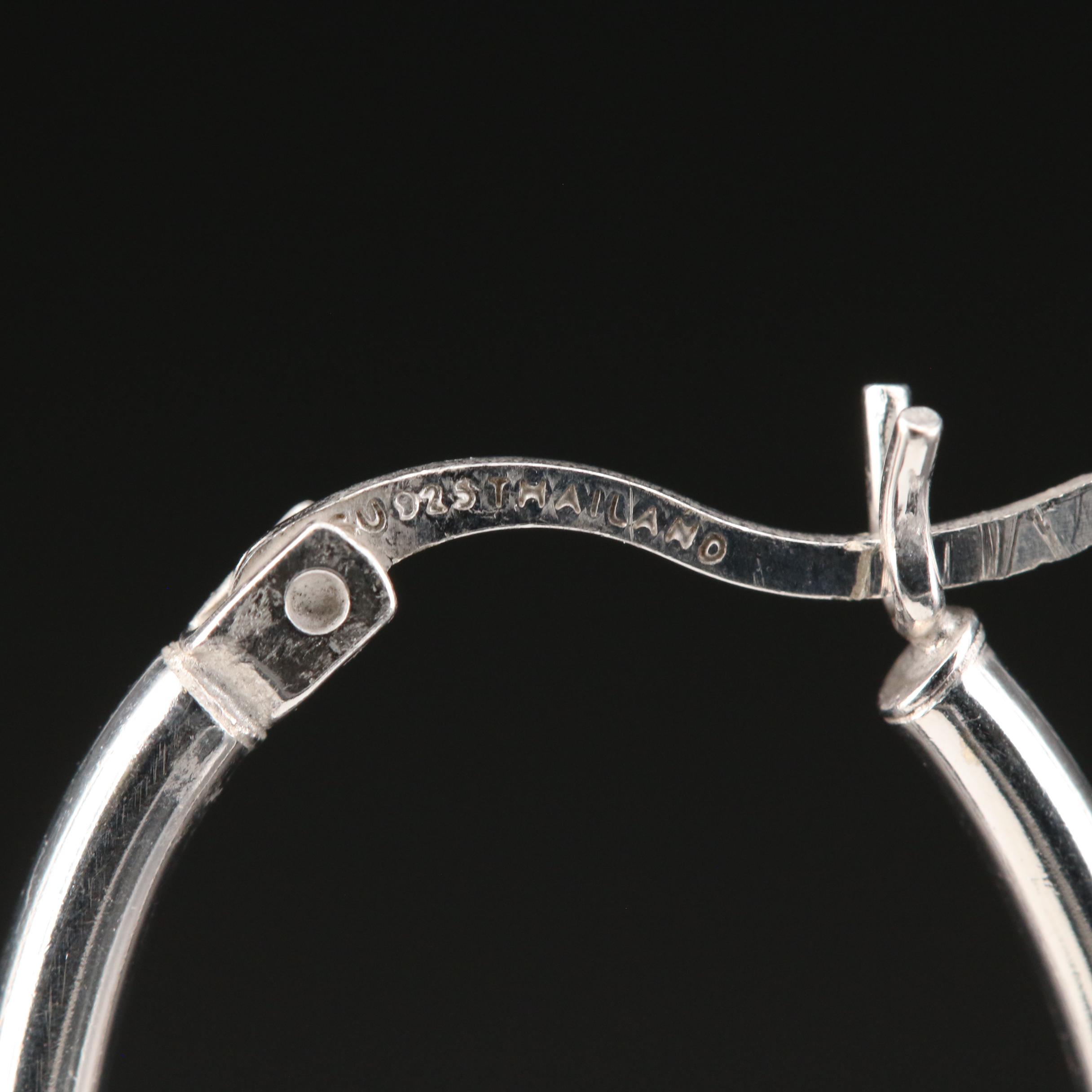 Sterling Silver Elongated Hoop Earrings