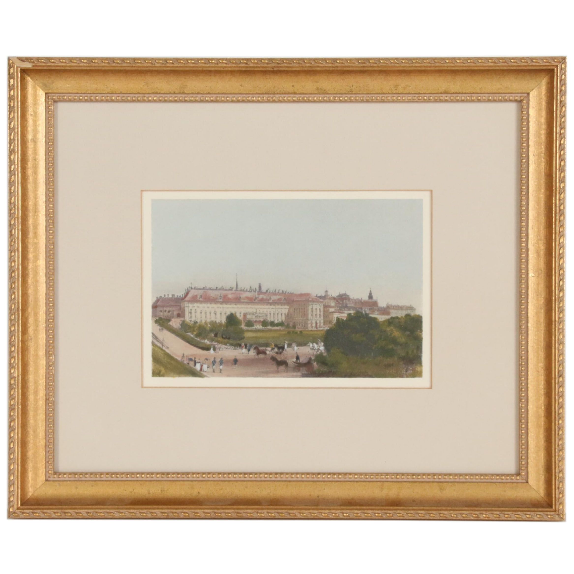 Hand-Colored Halftone Print after Rudolf von Alt of the Hofburg Palace
