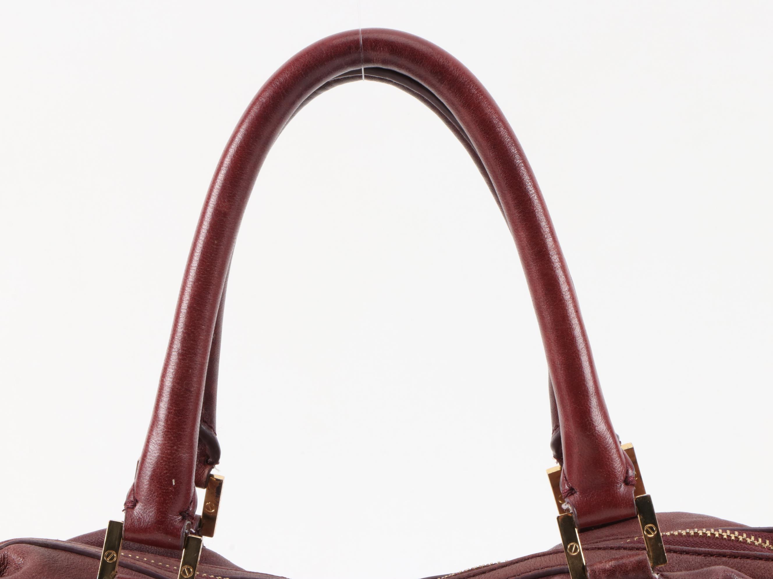 Tory Burch Burgundy Pleated Leather Hobo Bag with Detachable Strap