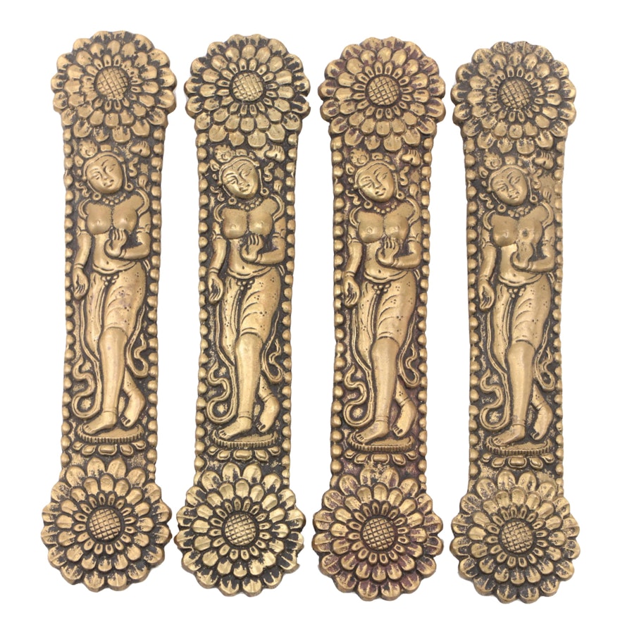 Set of Four Thai Cast Brass Door Handles