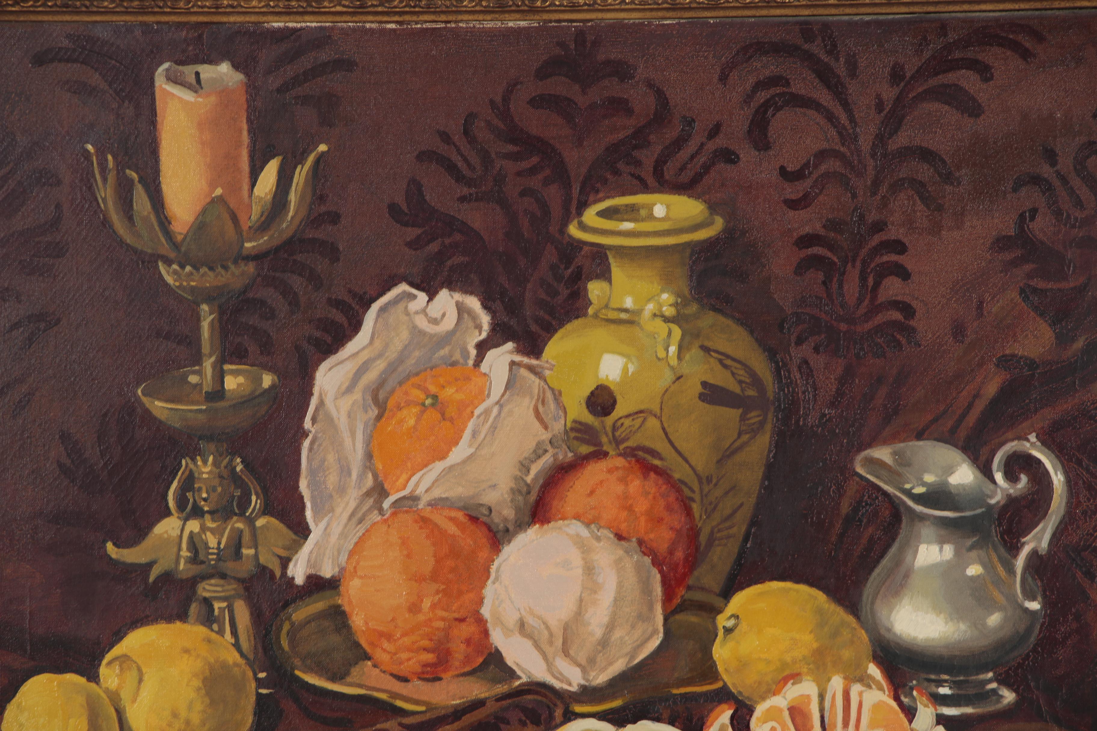 Glass Oil Painting of Still Life with Citrus