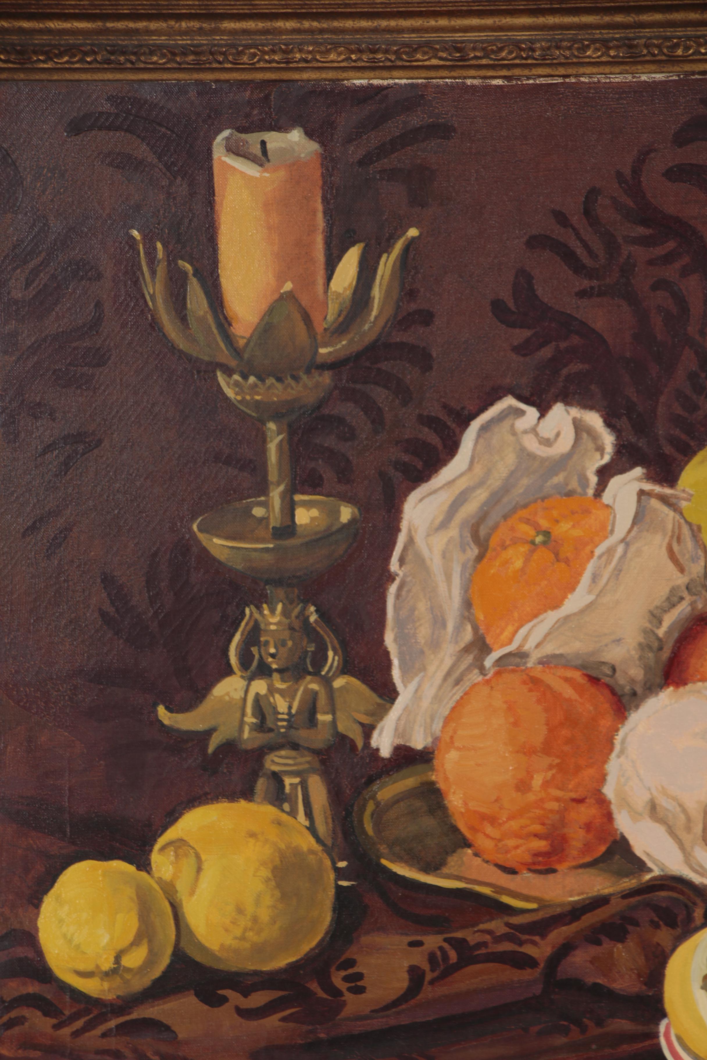 Glass Oil Painting of Still Life with Citrus